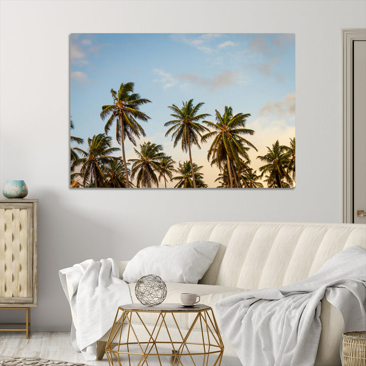 Palms Wall Art Canvas Print, Framed Tropical Art Picture Print, Coastal Perfect Coastal Decor Artwork