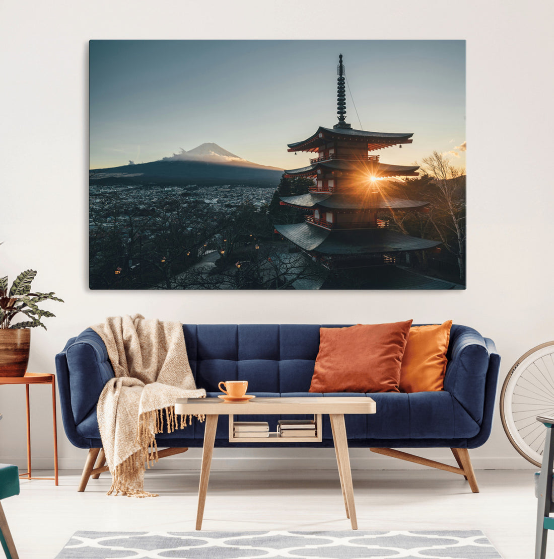 Mount Fuji Wall Art Canvas Print, Framed Chureito Pagoda Japan Travel Scene