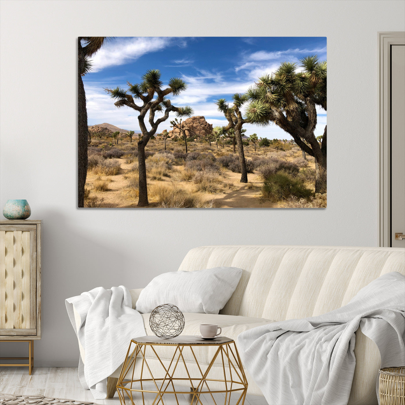 Joshua Tree Desert Wall Art Canvas Print, Framed Southwestern Nature Art Picture Print, Rustic Earth Tones Perfect Southwestern Boho Decor