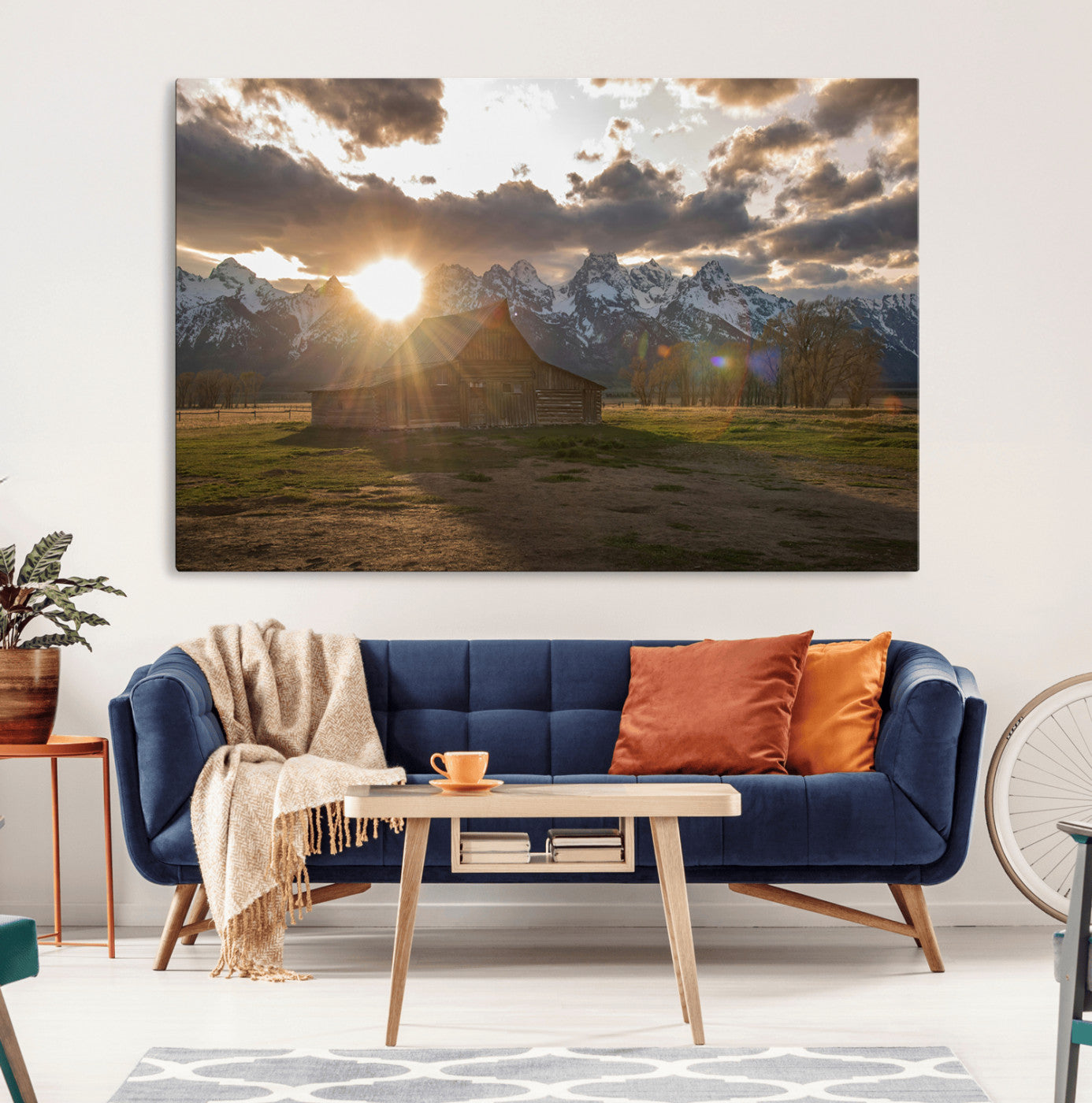 MGV-CV-36X24 - Snowy Peaks Wall Art Canvas Print, Framed Nature Escape Art Picture Print, Rustic Charm Perfect Rustic Western Decor Artwork