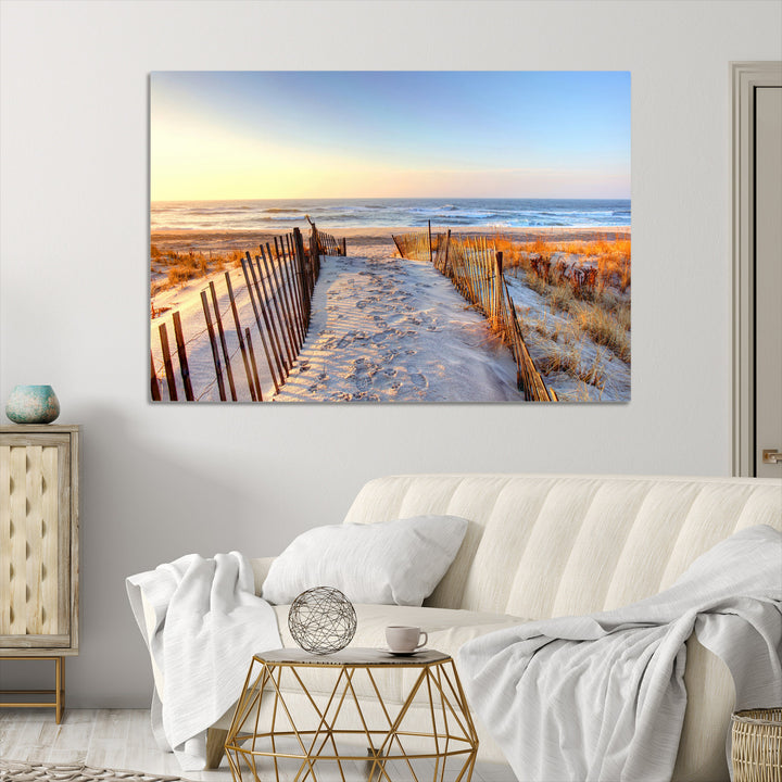 Ocean Sunset Wall Art Wall Art Canvas Print, Framed Nautical Photography Art Picture Print, Summer Beach House Decor Perfect Coastal