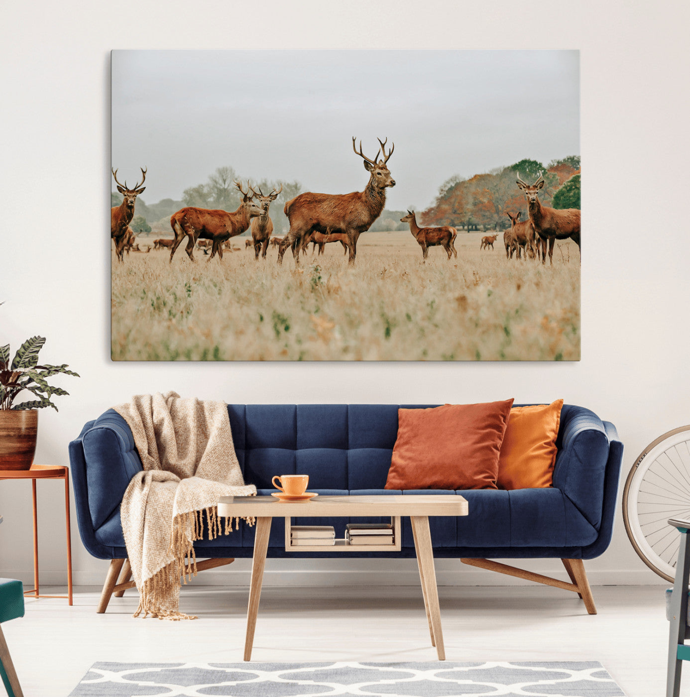 MGV-CV-36X24 - Rustic Deer Print Wall Art Canvas Print, Framed Autumn Nature Canvas Art Picture Print, Wildlife Art Print Perfect Rustic Wildlife Decor Artwork