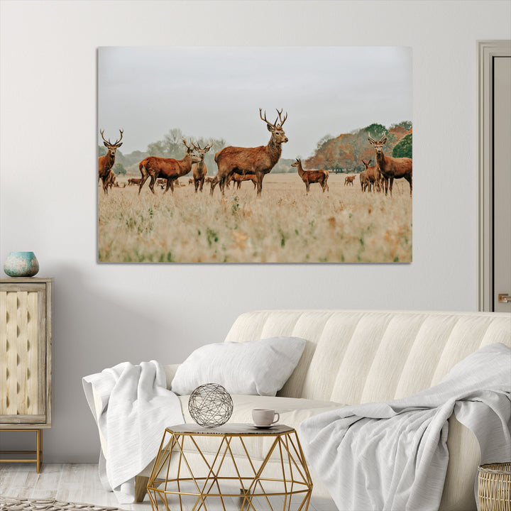 Rustic Deer Print Wall Art Canvas Print