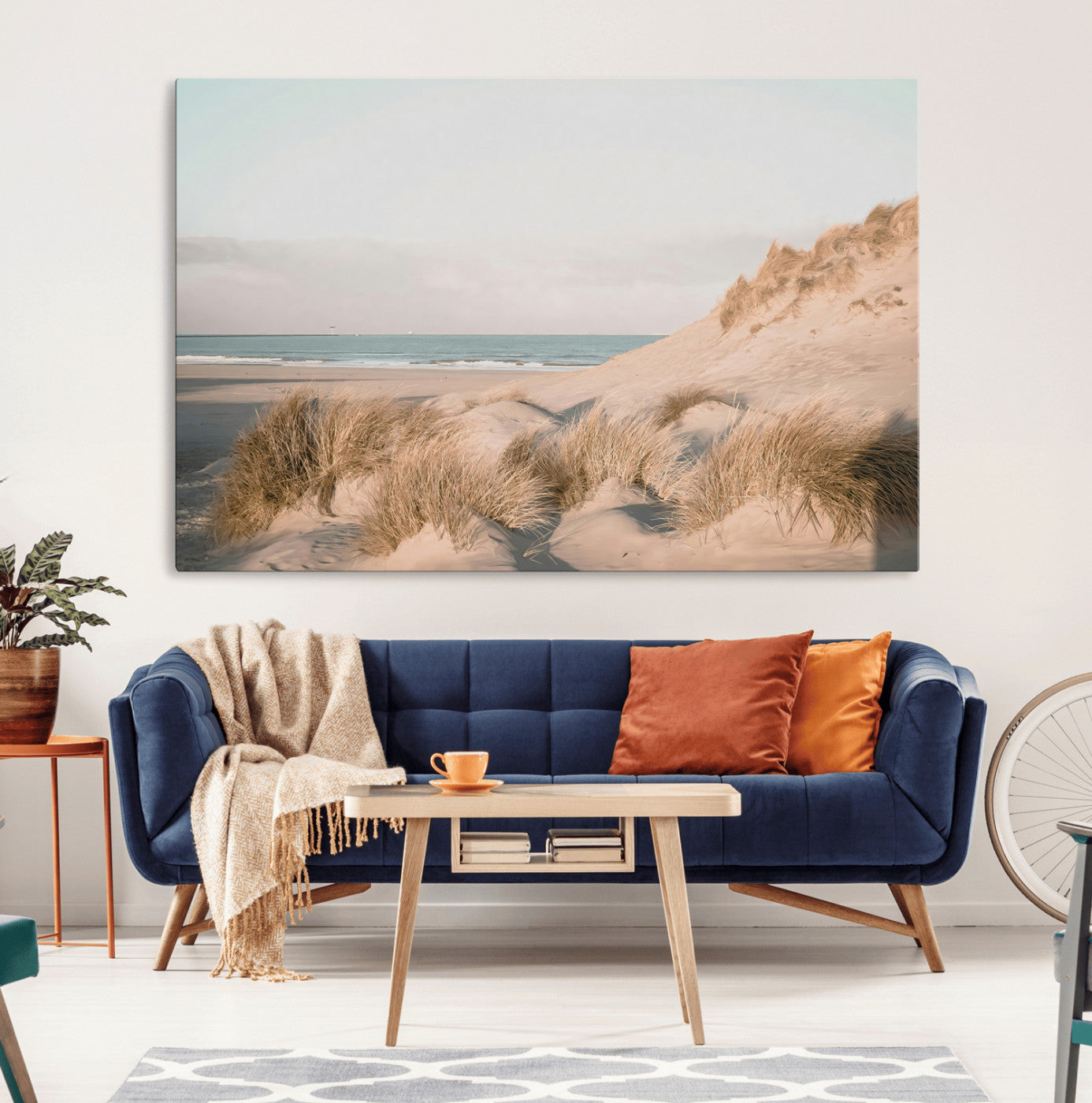 MGV-CV-36X24 - Beach Landscape Wall Art Canvas Print, Framed Sand Dune Photography Art Picture Print, Minimalist Seascape Perfect Coastal & Minimalist Decor Artwork