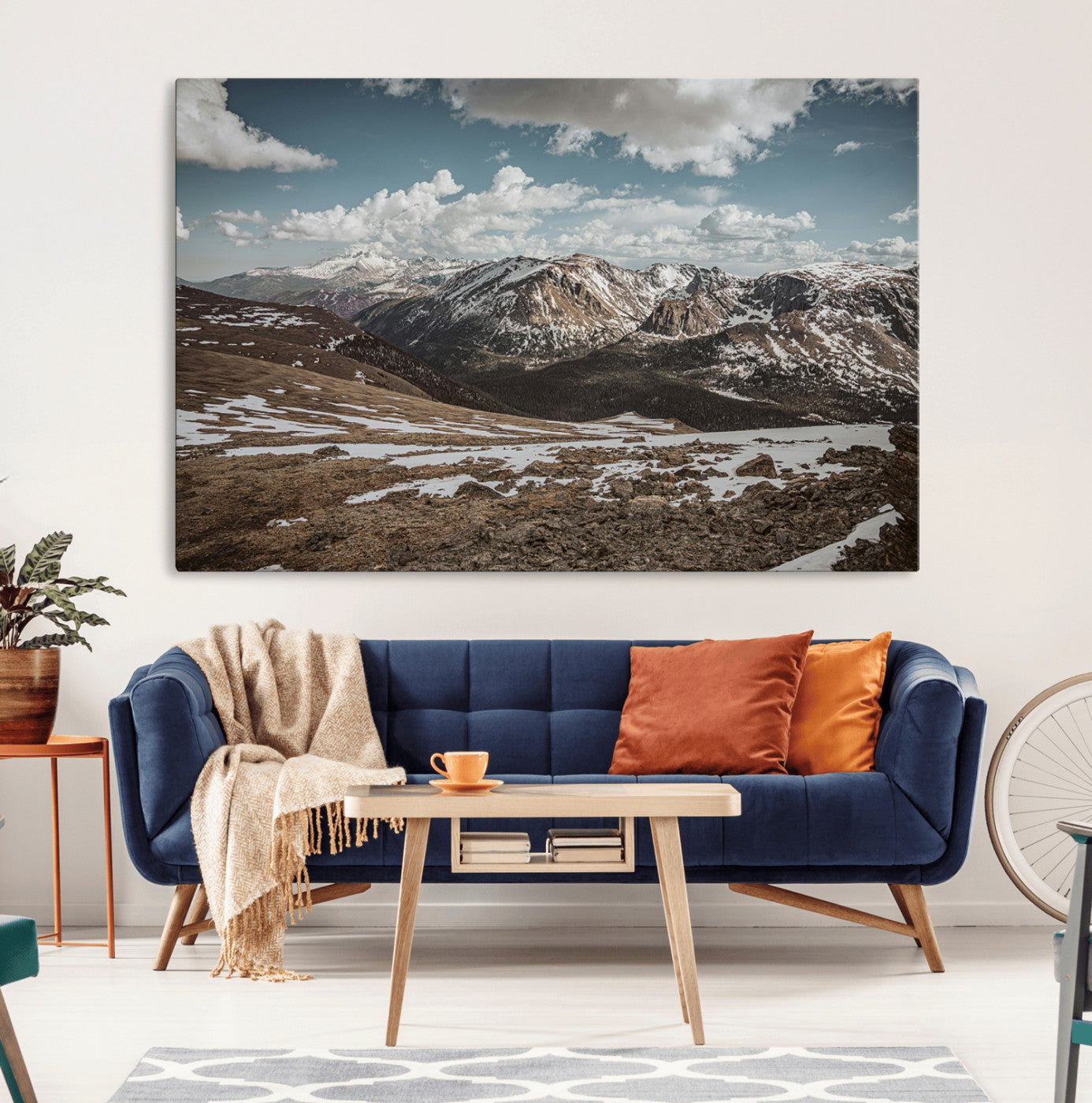 44565953-MGV-CV-36X24-Mountain Landscape Wall Art Canvas Print – Framed Snowy Peaks Rugged Highlands Nature Scene Artwork for Home Office