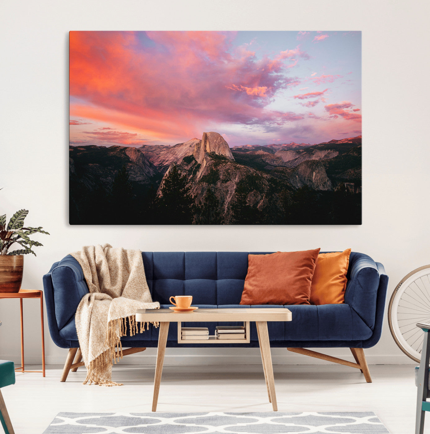 MGV-CV-36X24 - Half Dome Wall Art Canvas Print, Framed Yosemite National Park Art Picture Print, Dramatic Sunset Perfect Adventurous Wilderness Decor Artwork