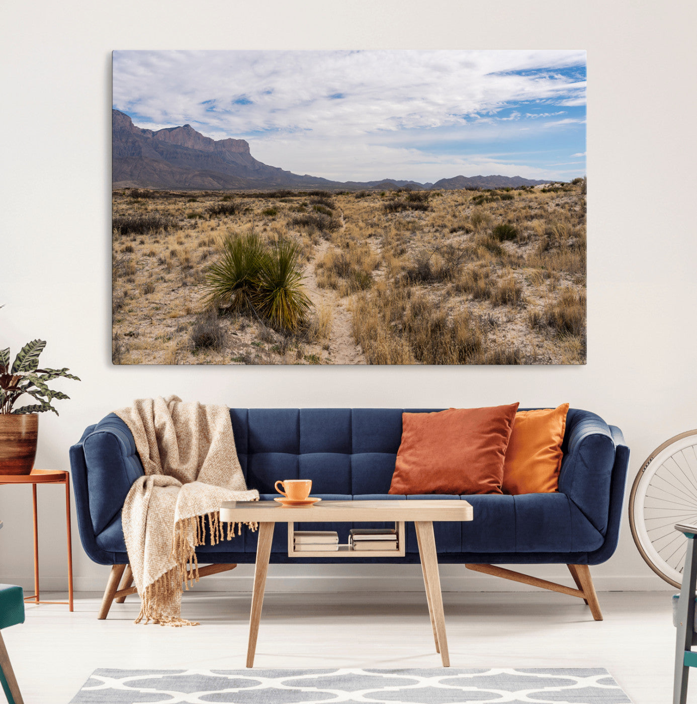 21606563-MGV-CV-36X24-Texas Desert Landscape Wall Art Canvas Print – Rugged Mountain Views and Desert Trail Photography Decor for Home, Office