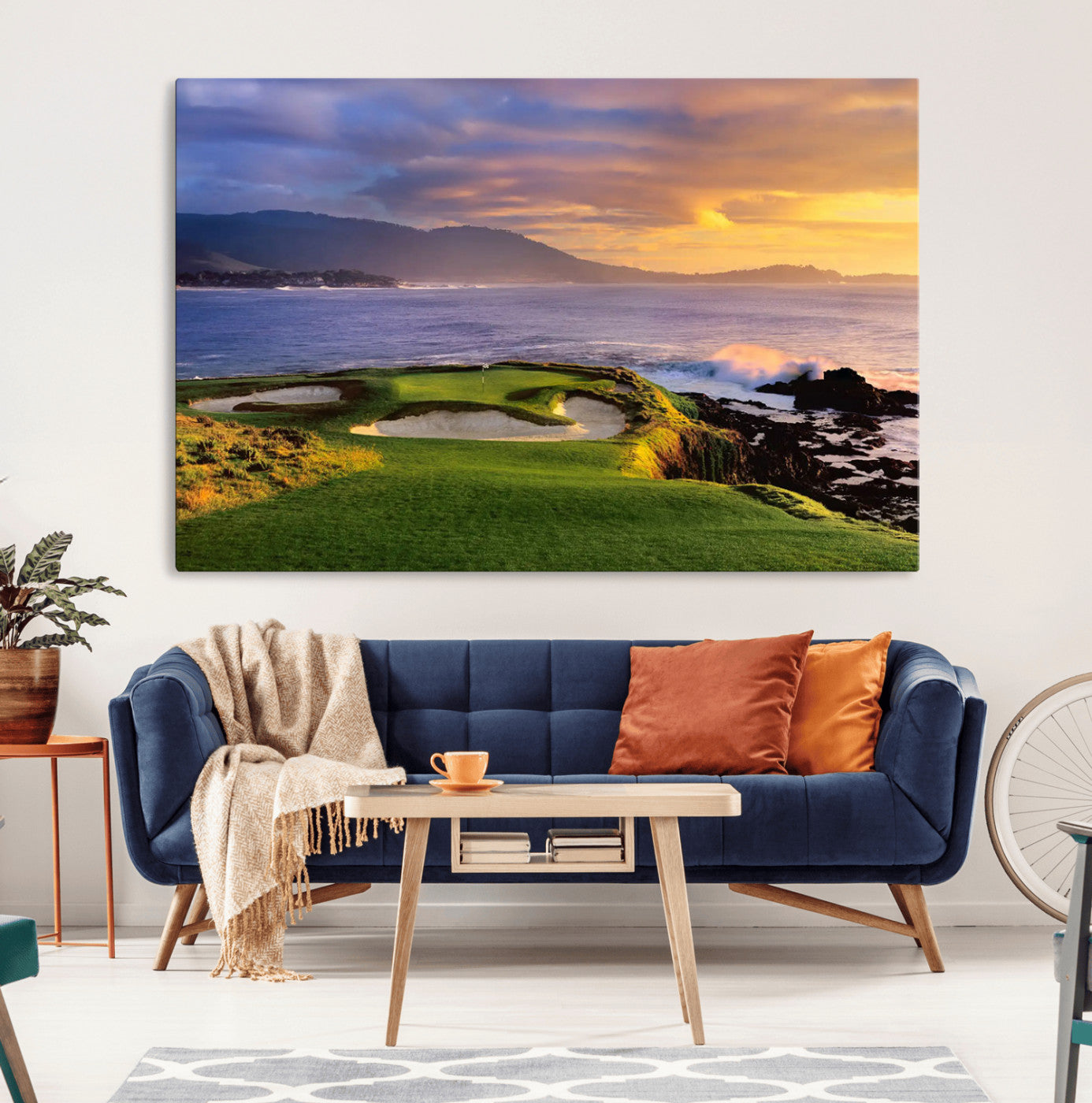 73699248-MGV-CV-36X24-Pebble Beach Golf Wall Art Canvas Print – Iconic Coastal Golf Course Artwork for Home, Office, Living Room