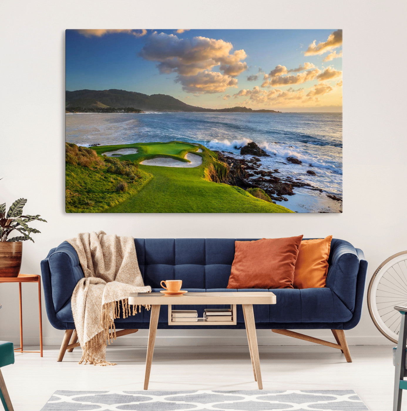 50107048-MGV-CV-36X24-Pebble Beach Golf Links Wall Art Canvas Print – Iconic Coastal Golf Course Artwork for Home, Office, Living Room