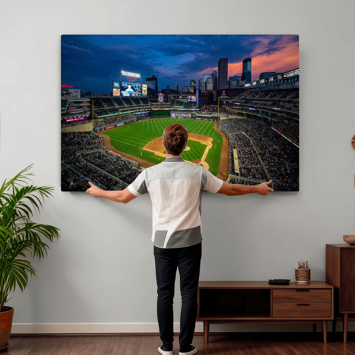68222753-MGV-CV-36X24 - Target Field Wall Art Canvas Print, Baseball Stadium Scene