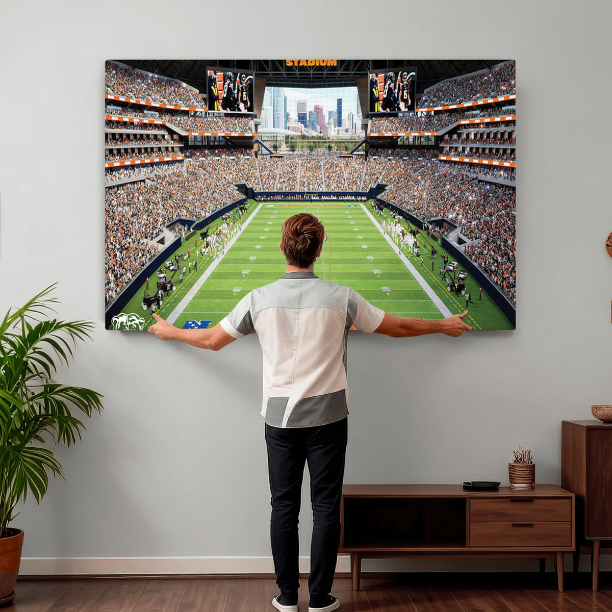 76935553-PAN-FL-20X10 - Chicago Bears Soldiers Field Wall Art Canvas Print, Home Office Wall Decor