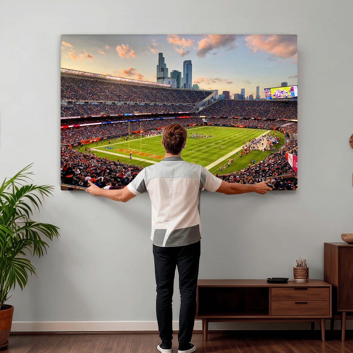 55377093-PAN-FL-20X10 - Chicago Bears Soldiers Field Wall Art Canvas Print, Man Cave Wall Decor