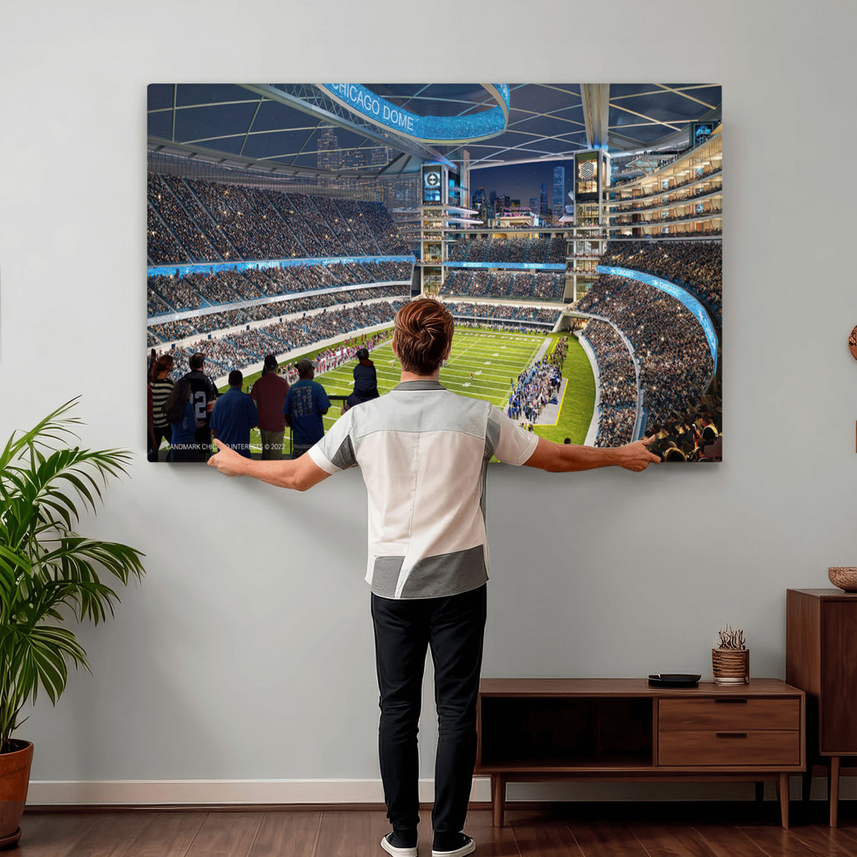 41816511-MGV-CV-36X24 - Chicago Dome Stadium Wall Art Canvas Print, Framed Modern Decor