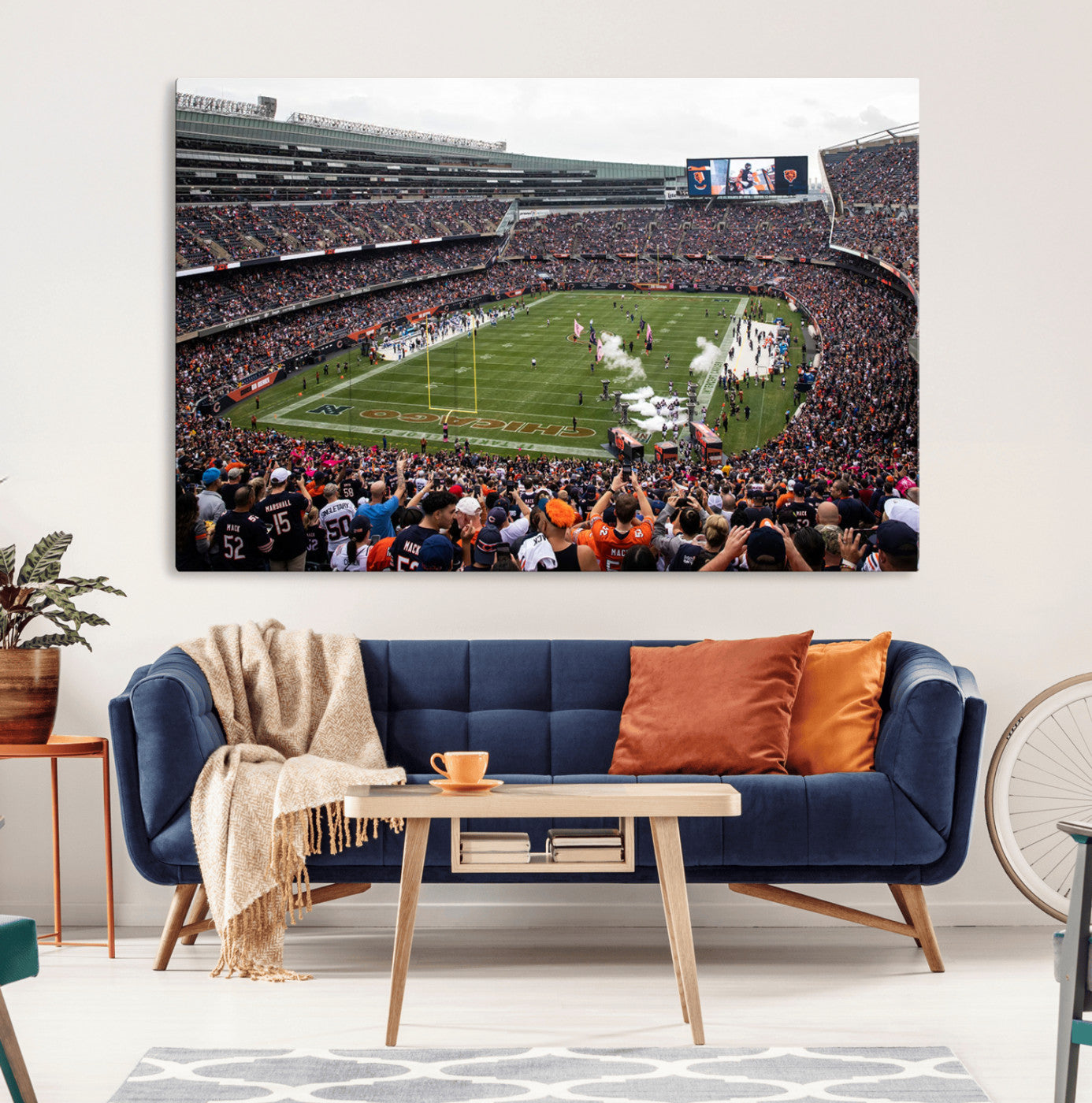 18347149-MGV-CV-36X24-Chicago Bears Soldiers Field Wall Art Canvas Print – Framed Football Stadium Artwork for Sports Fans, Soldier Field Skyline Canvas Decor for Game Room