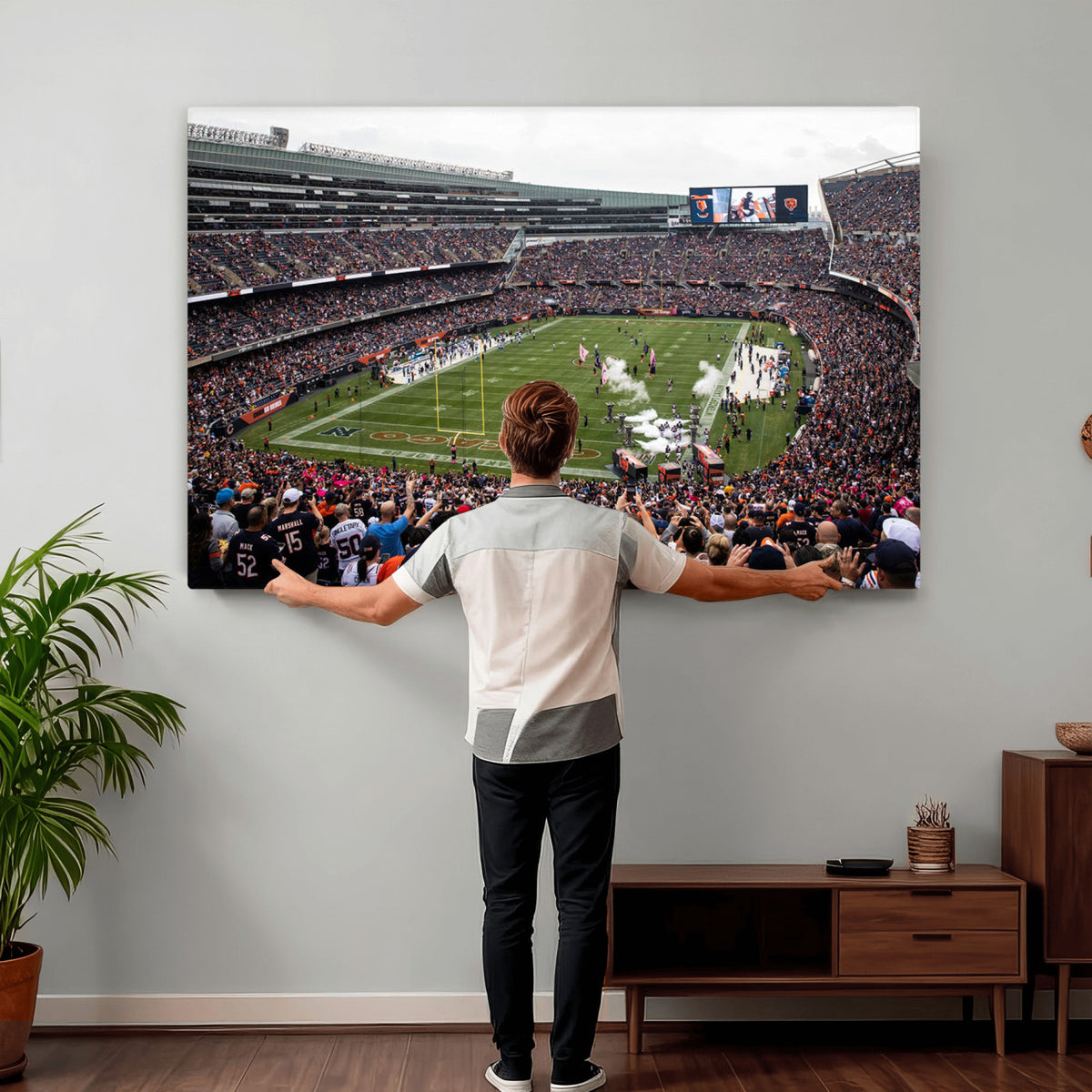 18347149-MGV-CV-36X24 - Chicago Bears Soldier Field Wall Art Canvas Print – Framed Football Stadium Artwork Team Spirit for home, office