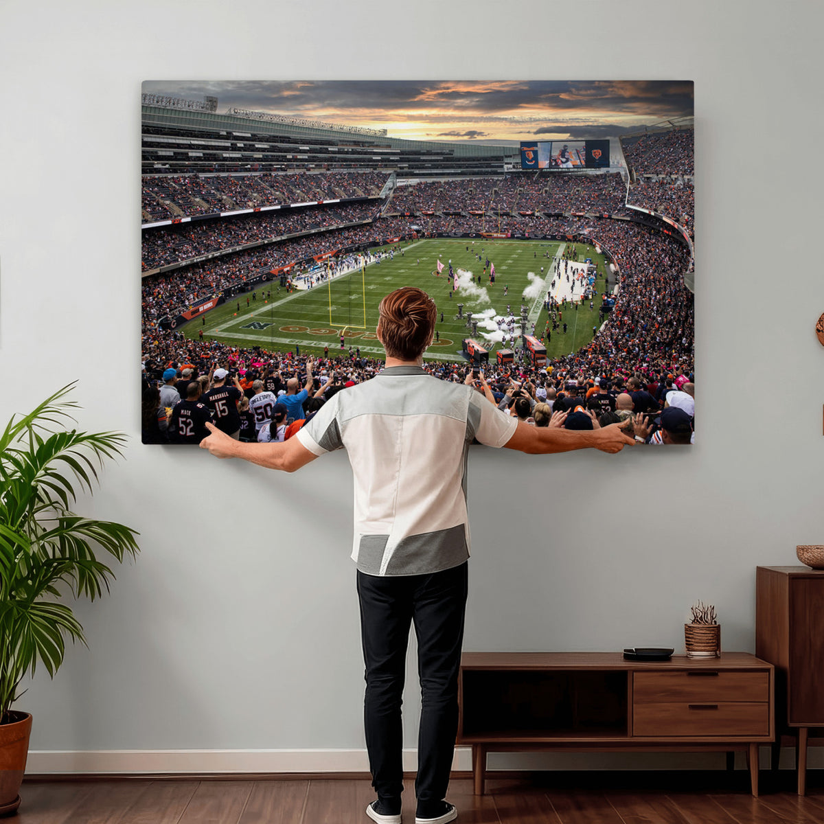 87578930-PAN-FL-20X10 - Chicago Bears Soldiers Field Wall Art Canvas Print, Home Bar Wall Decor