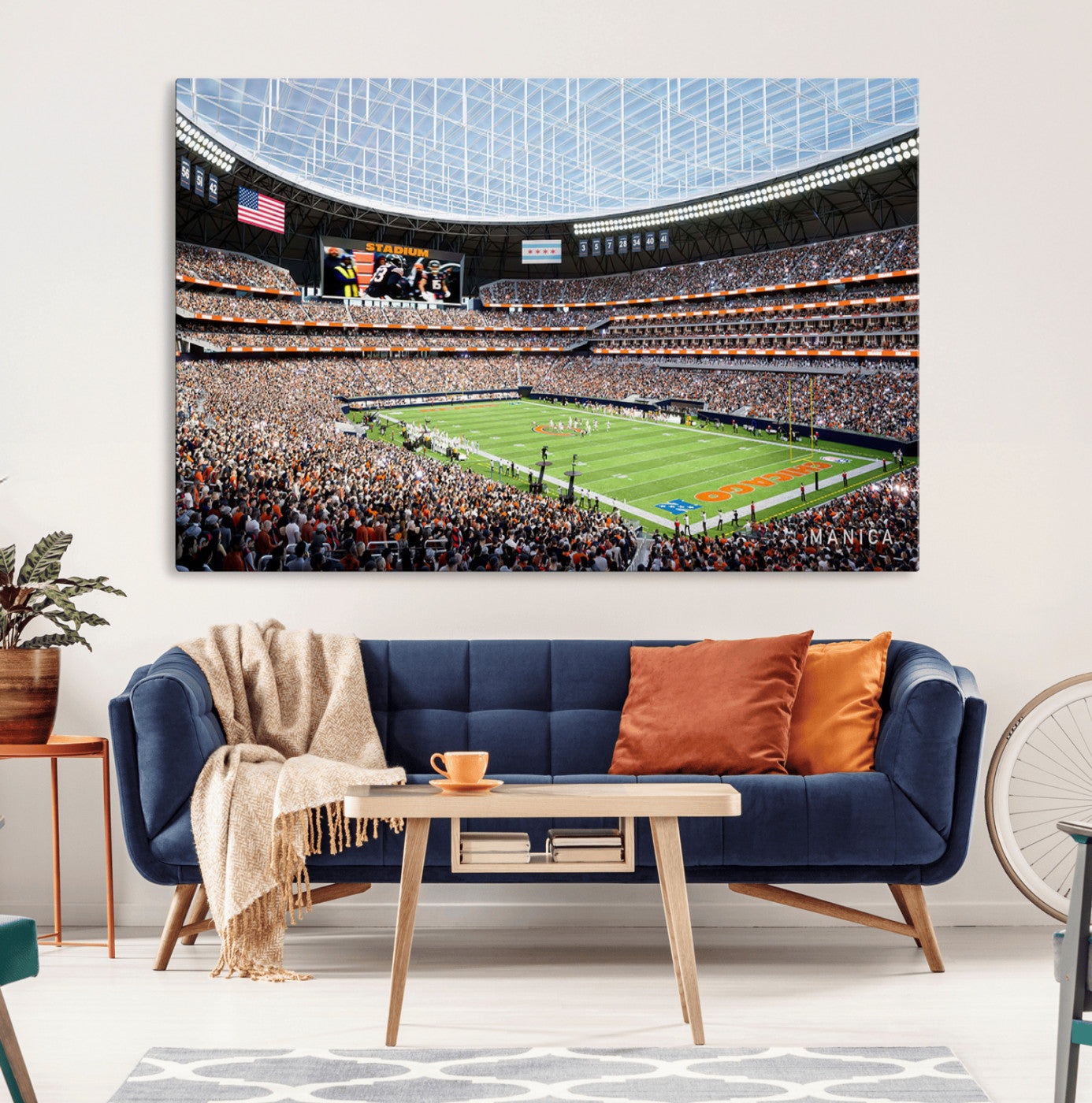 32530647-MGV-CV-36X24-Chicago Bears Soldiers Field Wall Art Canvas Print – Framed Football Stadium Artwork for Home, Office, Living Room