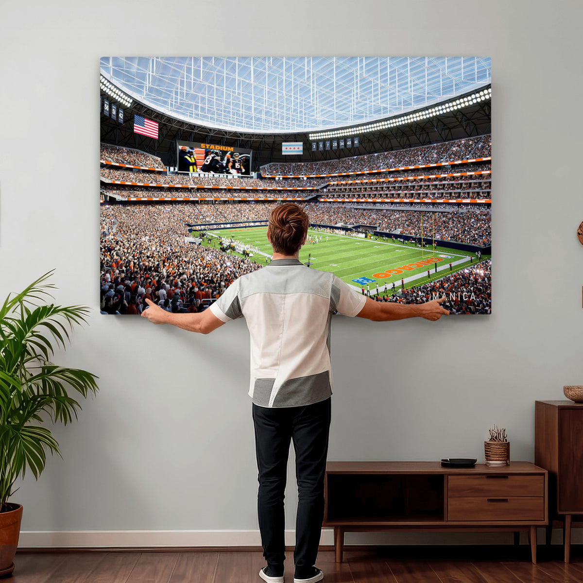 32530647-PAN-FL-20X10 - Chicago Bears Soldiers Field Wall Art Canvas Print, Framed and Ready to Hang