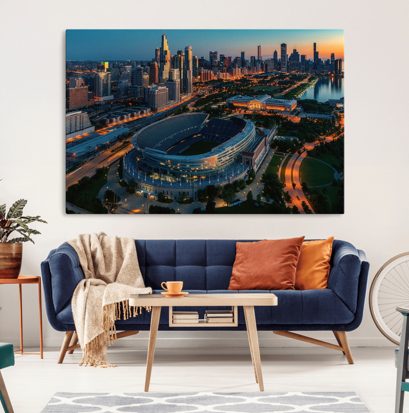 MGV-CV-36X24 - Chicago Bears Soldiers Field Wall Art Canvas Print – Framed Football Stadium Artwork for Sports