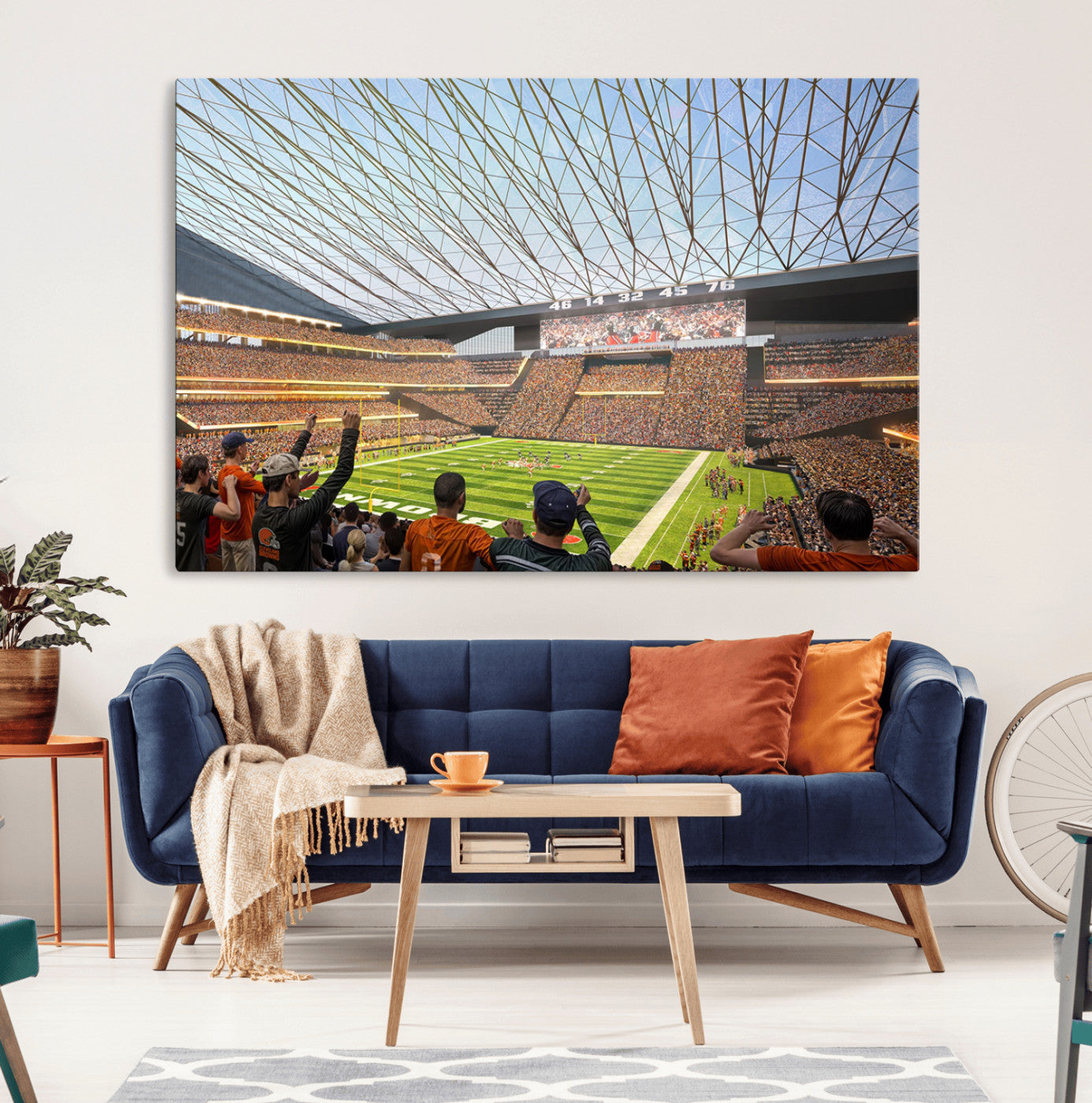 81960112-MGV-CV-36X24-Cleveland Browns Stadium Wall Art Canvas Print – Framed NFL Football Arena Artwork for Home, Office, Living Room
