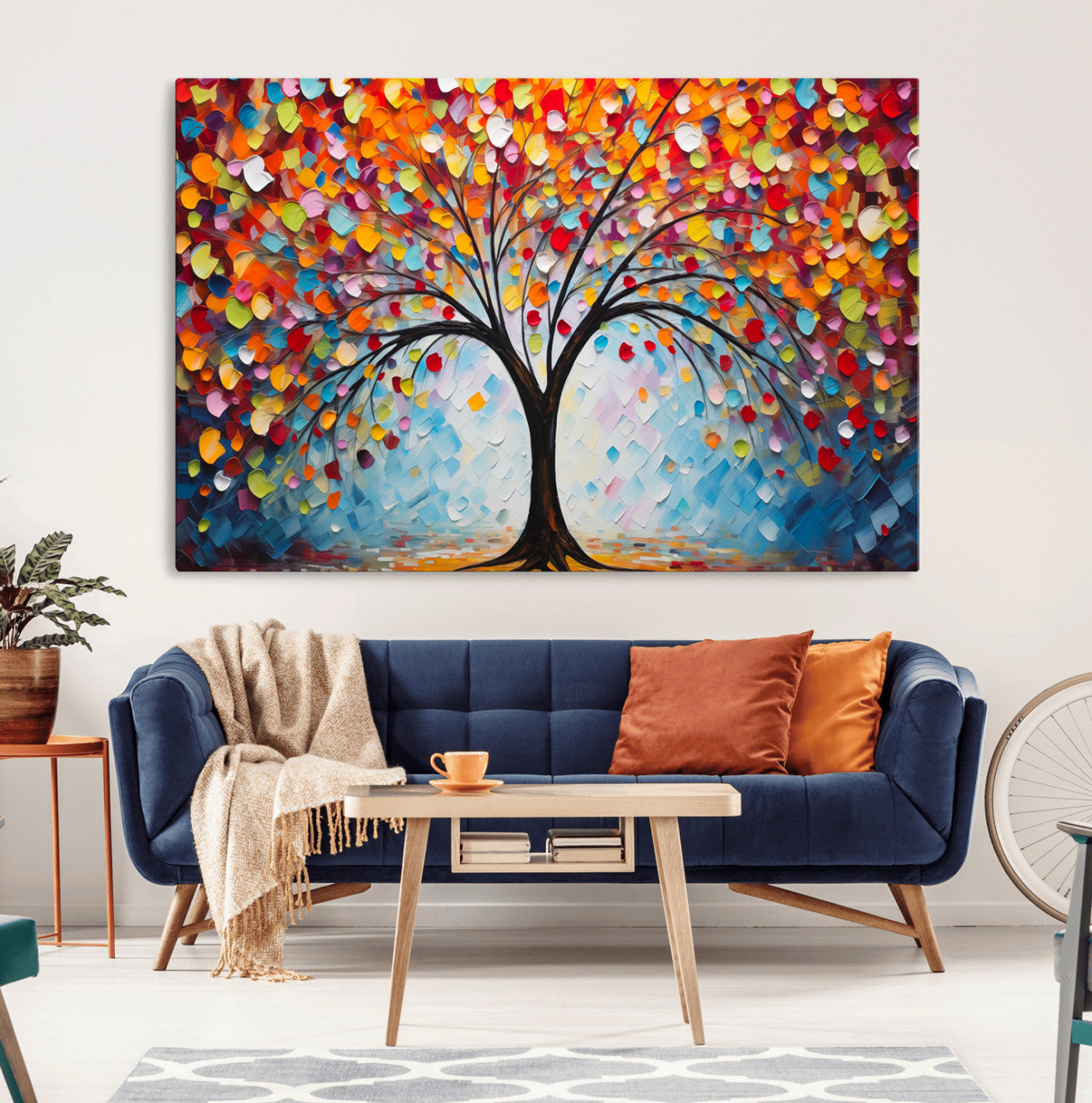 HS2447-MGV-CV-36X24-Vibrant Tree of Life Canvas Wall Art – Colorful Abstract Nature in Modern Decor - Ready to Hang