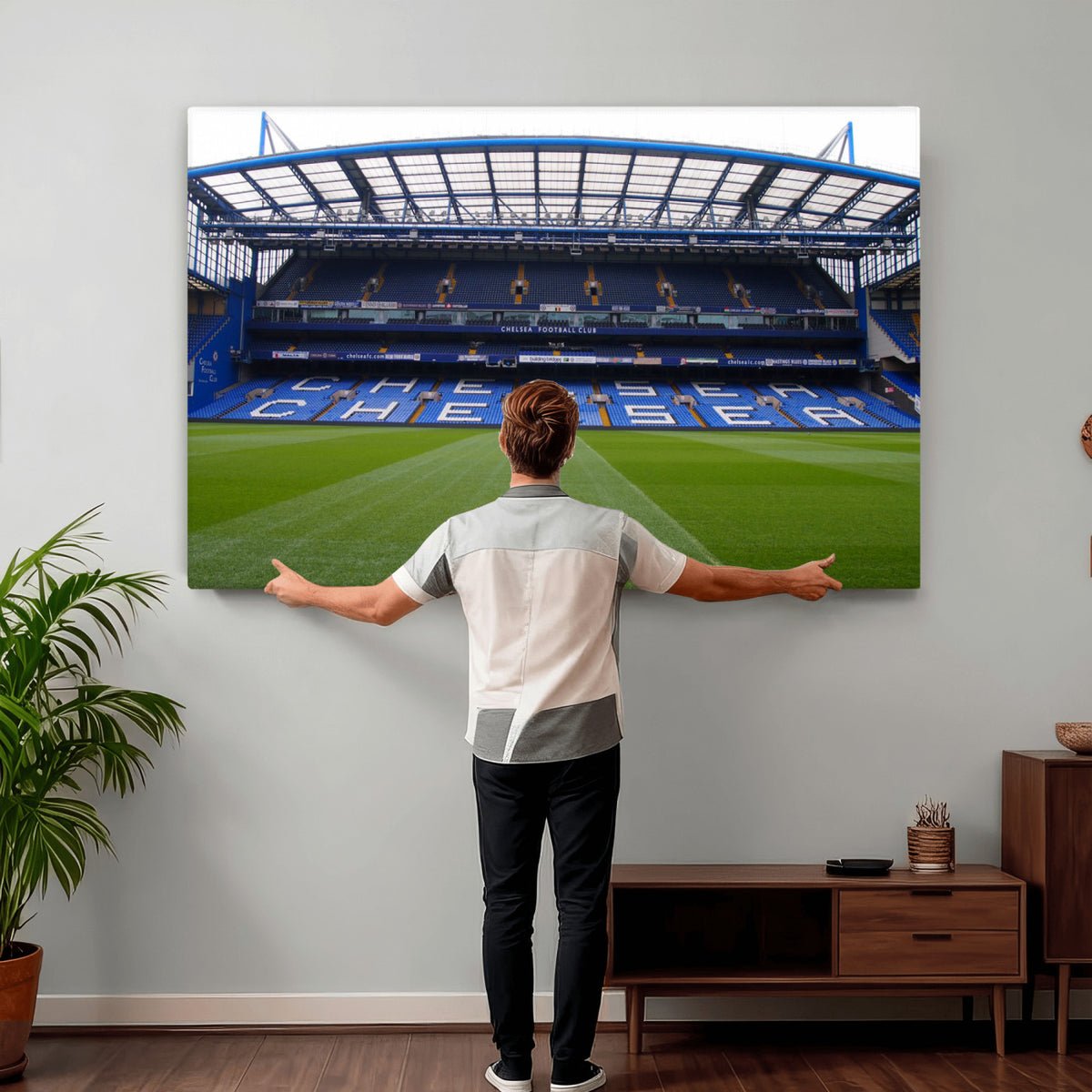 38616413CHELSA-MGV-CV-36X24 - Stamford Bridge Chelsea Football Stadium Canvas Wall Art