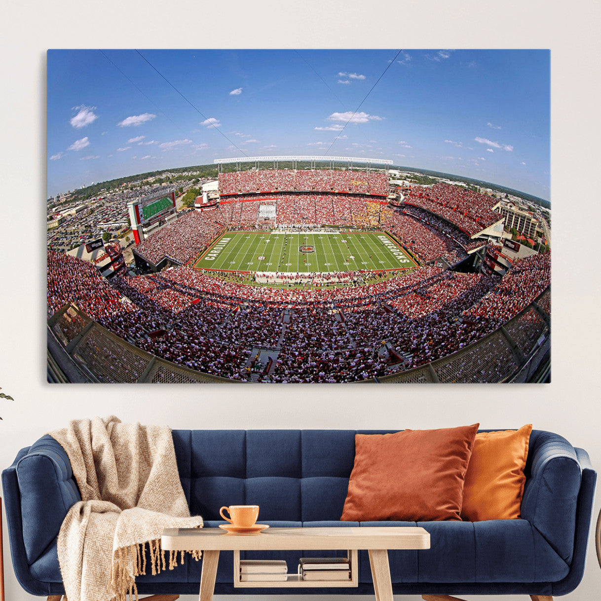 29492070-MGV-CV-36X24 - William Brice Stadium Wall Art Canvas Print – Stadium Crowd Sports Field Outdoor Event Football Game Artwork for Home Office