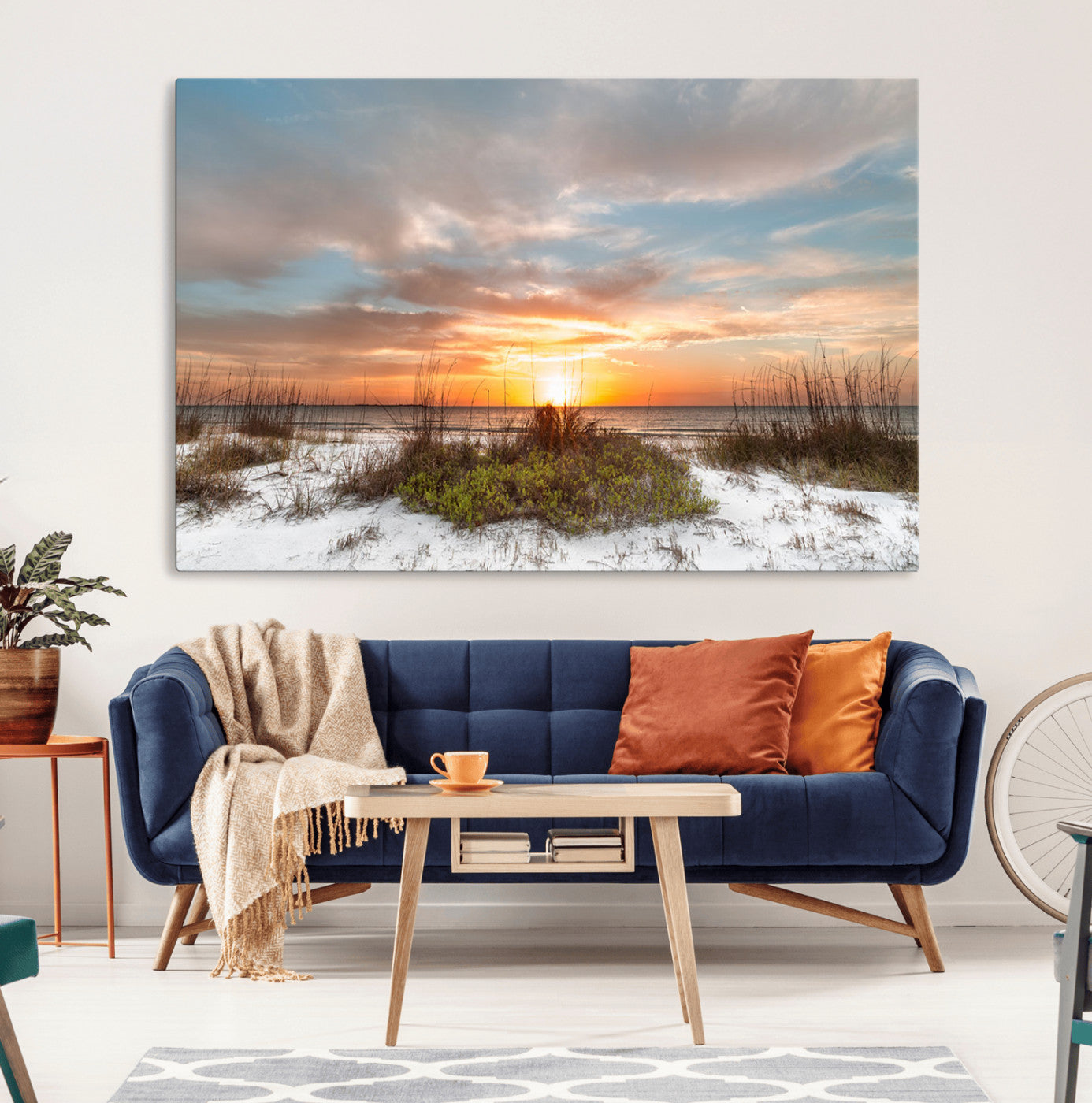 58266230-MGV-CV-36X24-Sunset Beach Wall Art Print – Coastal Canvas Ocean Landscape Artwork for Home, Office, Living Room