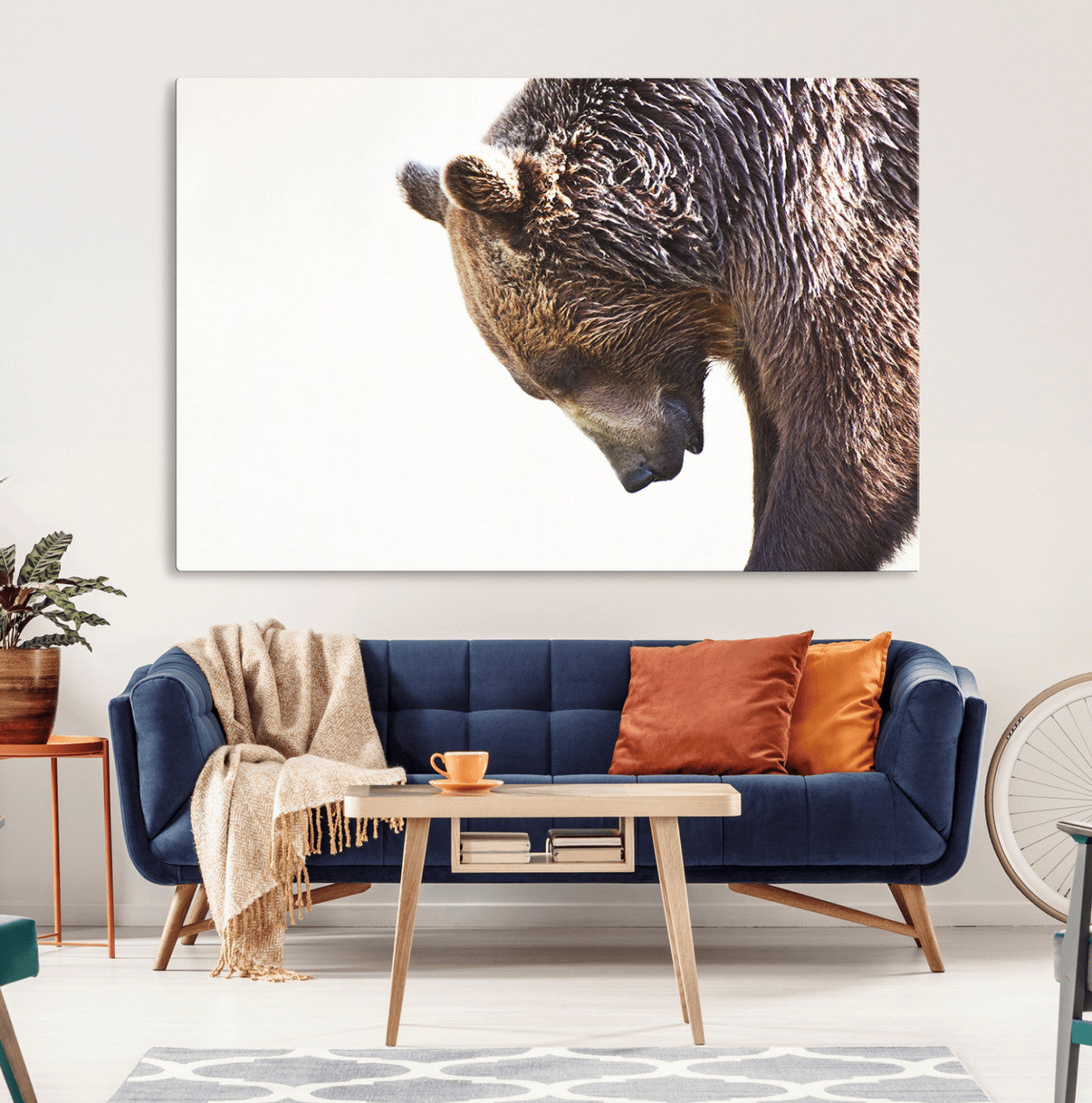 14405507-MGV-CV-36X24-Grizzly Bear Canvas Wall Art Print – Framed Wildlife Nature Decor Large Brown Bear Profile Artwork for Home Office