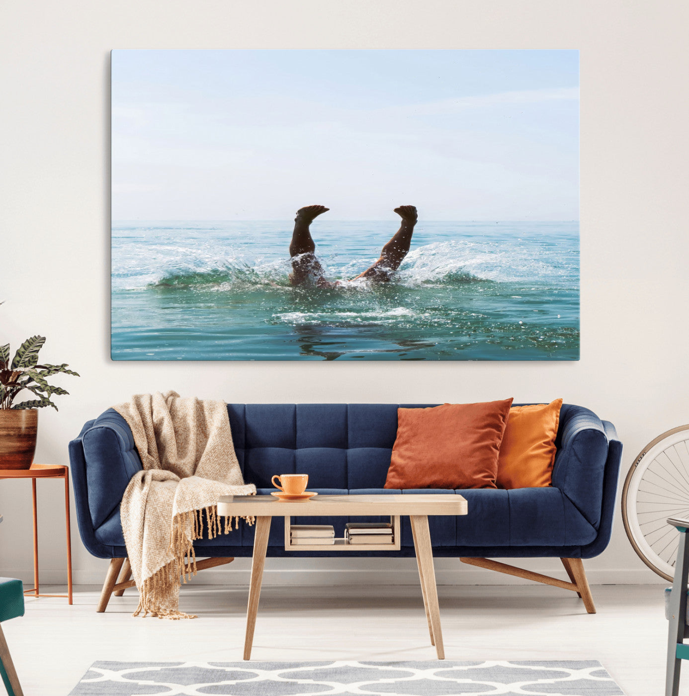 56400447-MGV-CV-36X24-Summer Splash Ocean Wall Art, Vibrant Coastal Photography Print, Beach Vibes Artwork, Fun Vacation Decor for Home, Office