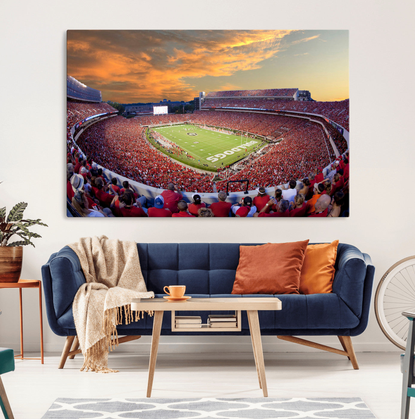 73680988-MGV-CV-36X24-Dooley Stadium Wall Art Print, Sports Arena Canvas Wall Art, Dooley Field at Sanford Stadium Canvas Print, Modern Athletic Field Art Printing