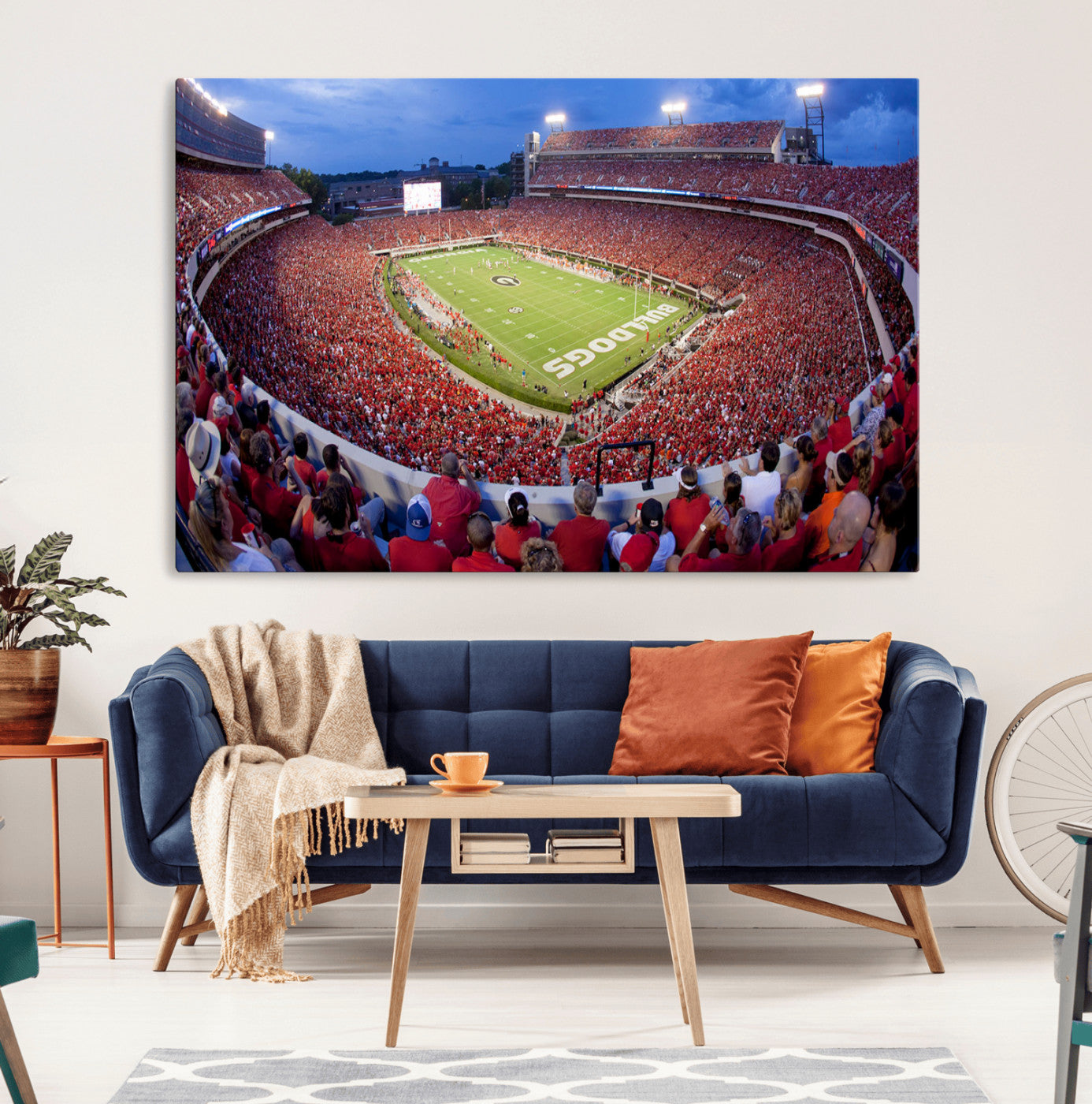 10244378-MGV-CV-36X24-Dooley Stadium Wall Art Print, Sports Arena Canvas Wall Art, Dooley Field at Sanford Stadium Canvas Print, Modern Athletic Field Art Printing