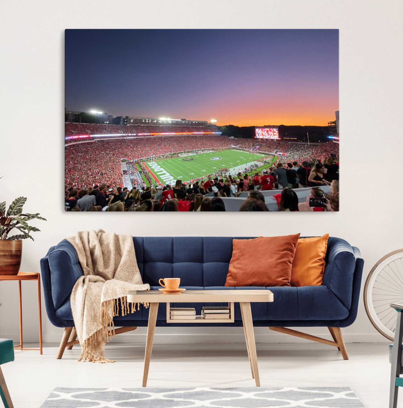 25139565-MGV-CV-36X24-Dooley Stadium Wall Art Print, Sports Arena Canvas Wall Art, Dooley Field at Sanford Stadium Canvas Print, Modern Athletic Field Art Printing