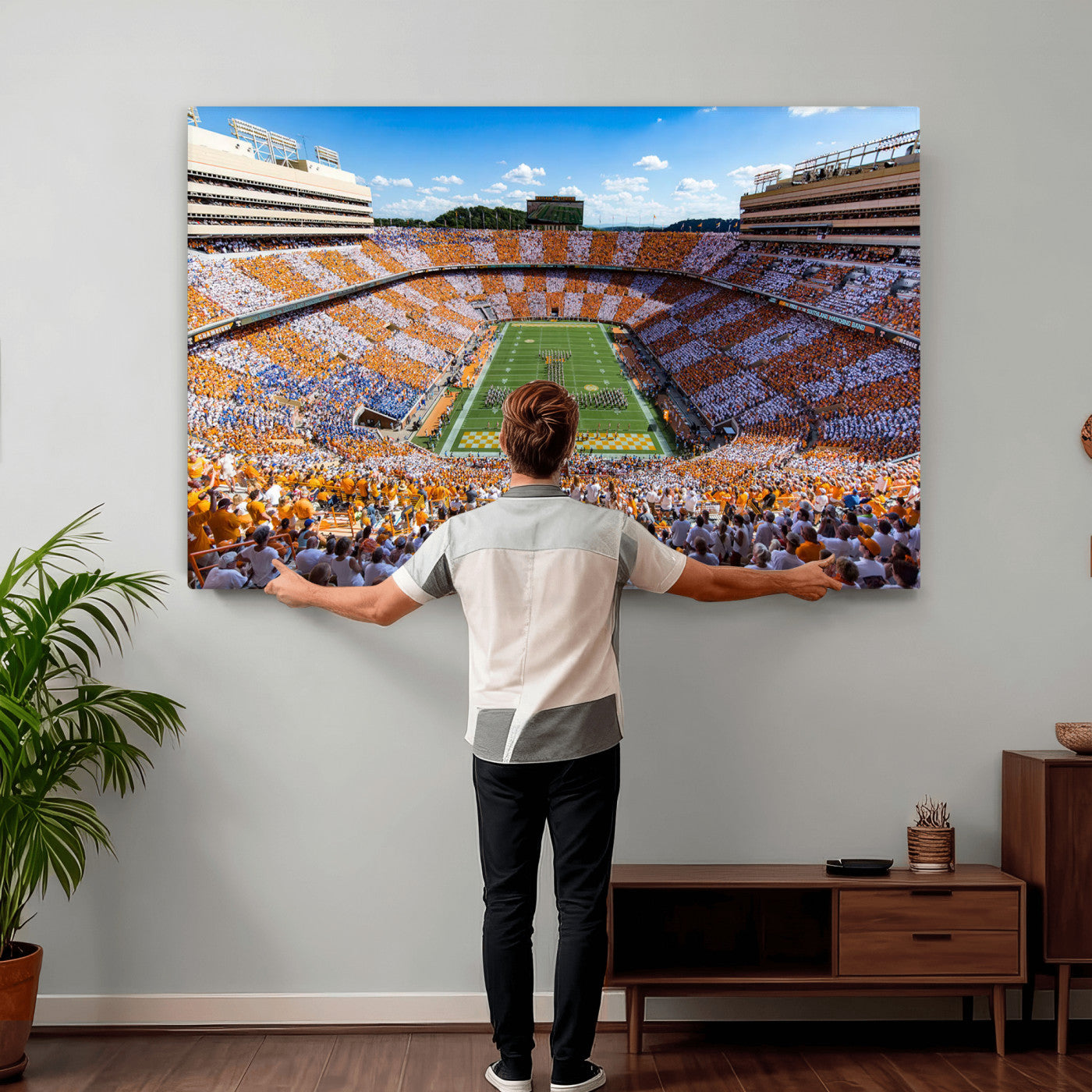 77097951-MGV-CV-36X24 - Tennessee Neyland Stadium Wall Art, Sports Arena Canvas Print, Panoramic Stadium Canvas Artwork for Home, Office