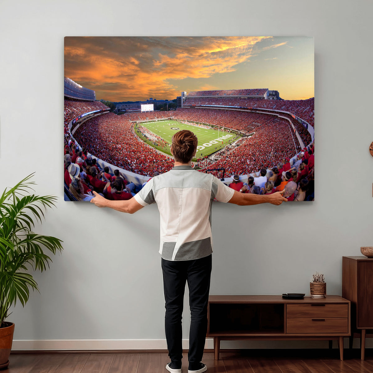 73680988-MGV-CV-36X24 - Dooley Stadium Wall Art, Sports Arena Canvas Print, Dooley Field, Framed and Ready to Hang