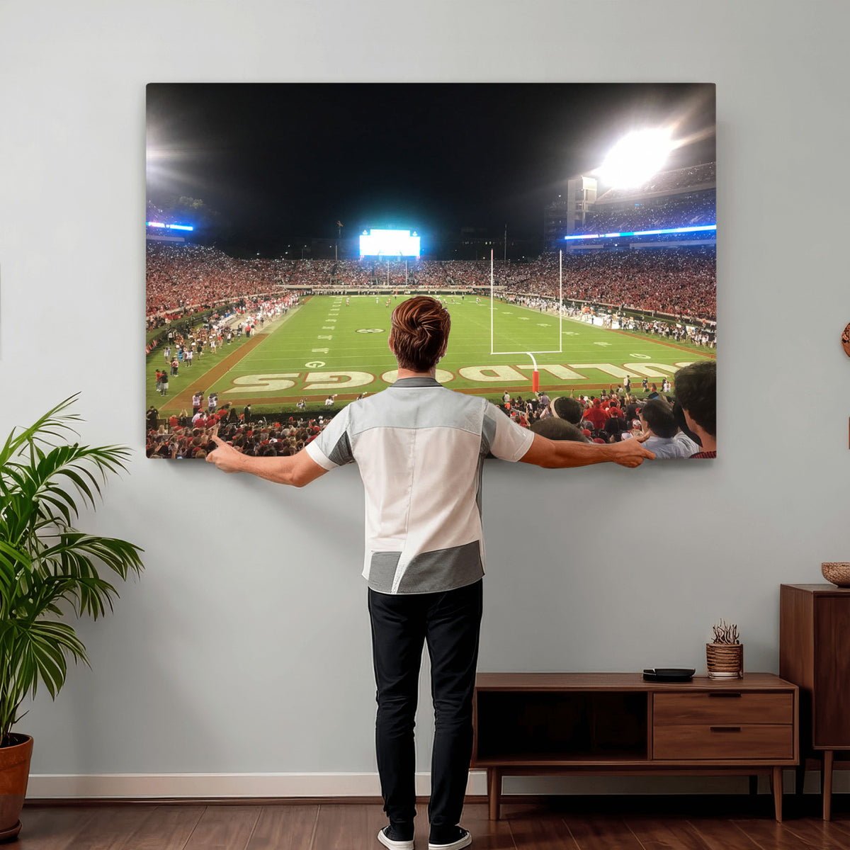 16230786-MGV-CV-36X24 - Dooley Stadium Wall Art, Sports Arena Panoramic Canvas Print, Modern Stadium Landscape Artwork for Home, Office