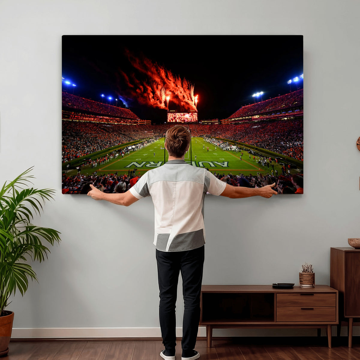 59046876-MGV-CV-36X24 - Jordan-Hare Football Stadium Wall Art Canvas Print, Football Stadium Aerial View