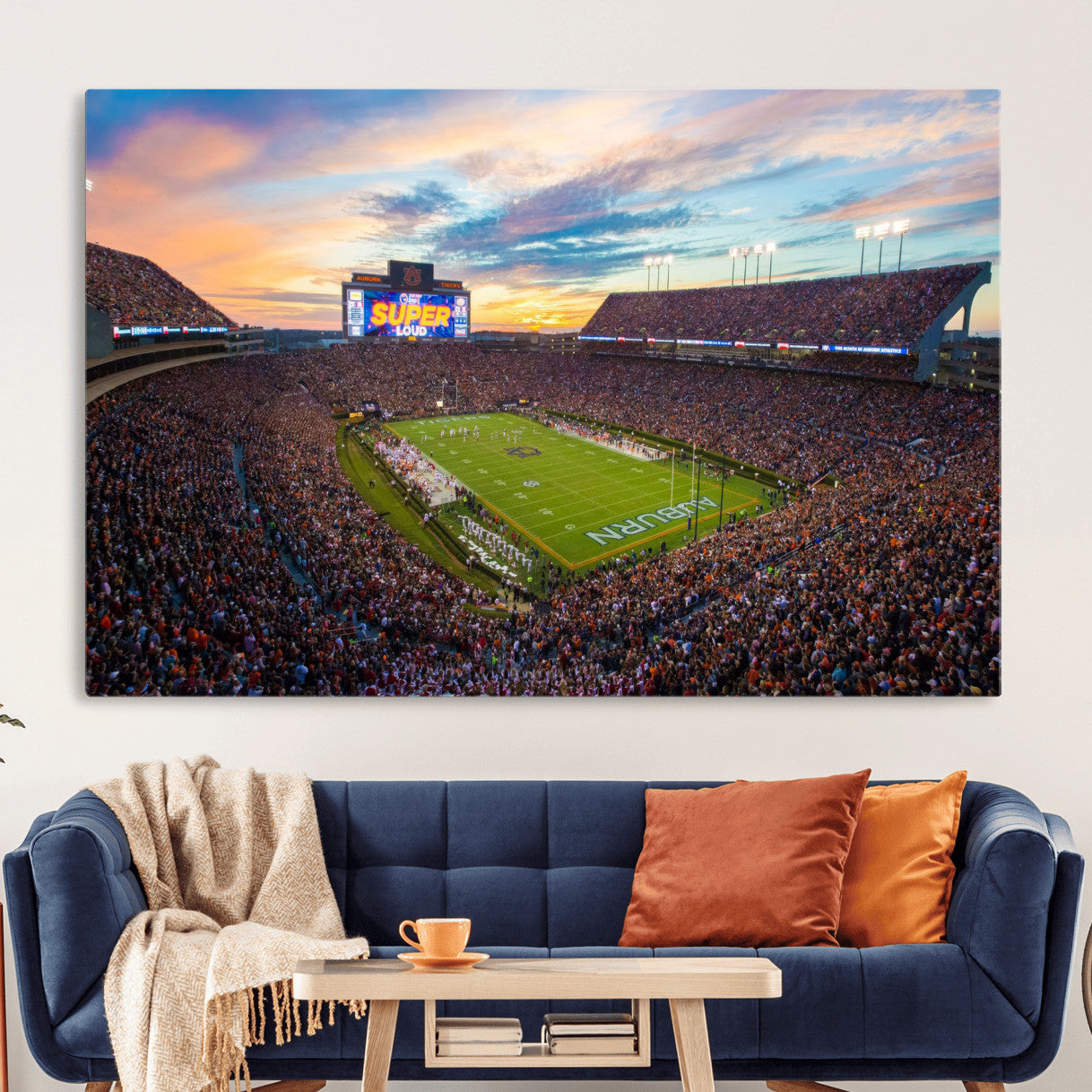 29755746-MGV-CV-36X24-Jordan-Hare Stadium Wall Art Canvas Print, Football Stadium Aerial View, College Sports Art for Man Cave or Game Room