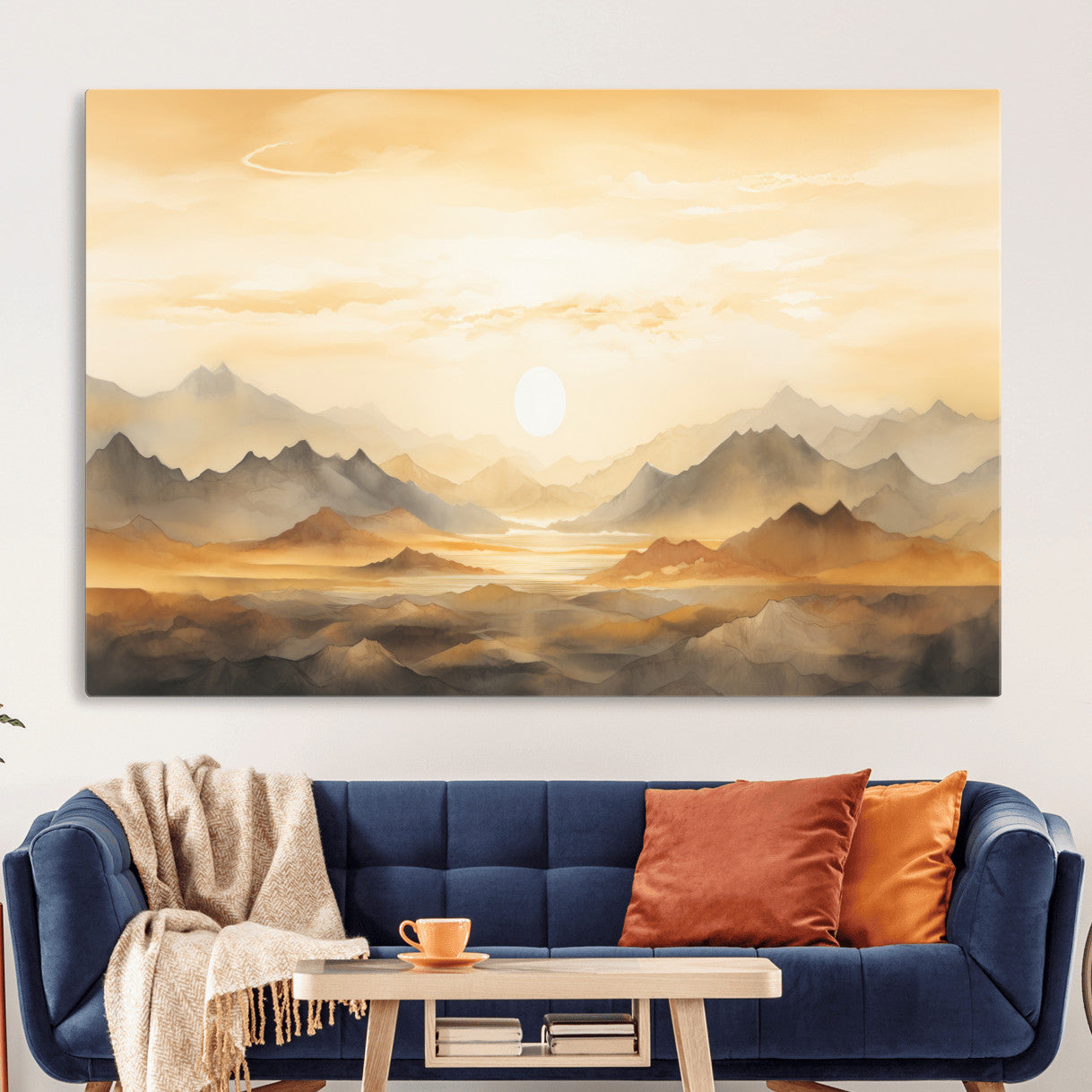 Nihat1-29-MGV-CV-36X24-Sepia Color Abstract Mountain Wall Art Canvas Print