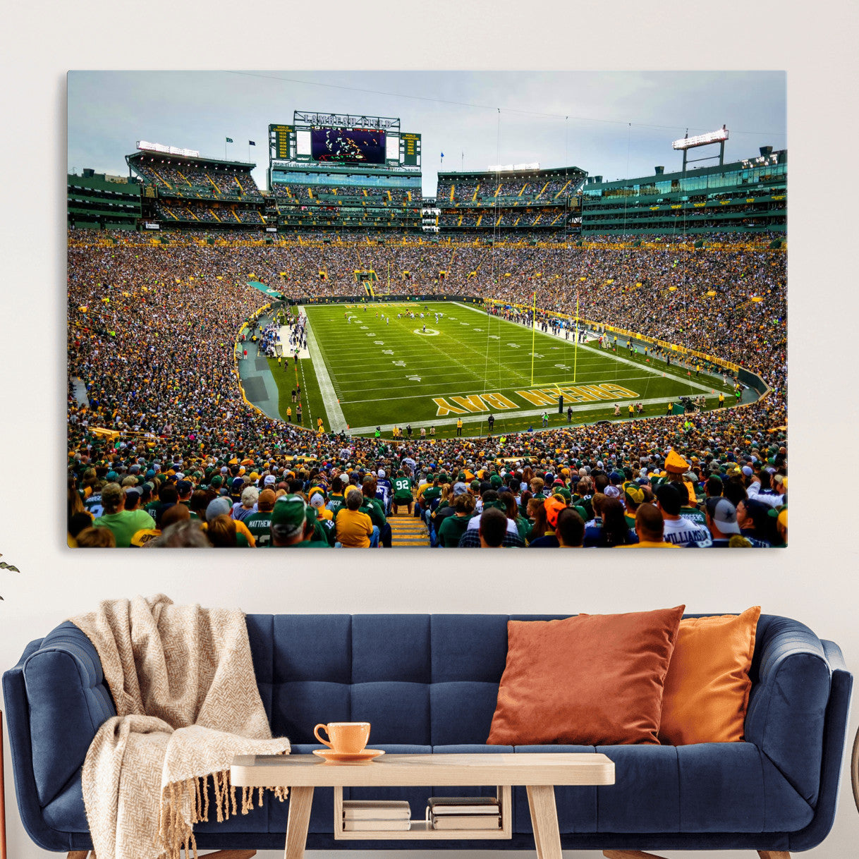 GBP101-MGV-CV-36X24 - Green Bay Packers Lambeau Field Stadium Wall Art Canvas Print, Iconic NFL Football Stadium Artwork, Wisconsin Sports Home Decor