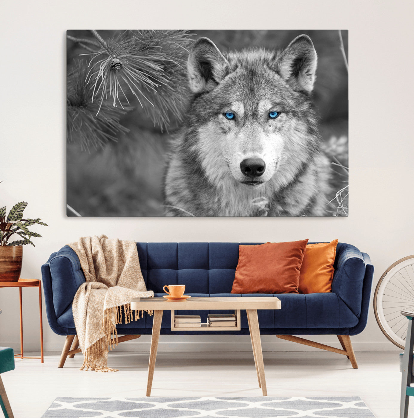 MGV-CV-36X24 - Wild Wolf Blue Eye Wall Art Canvas Print