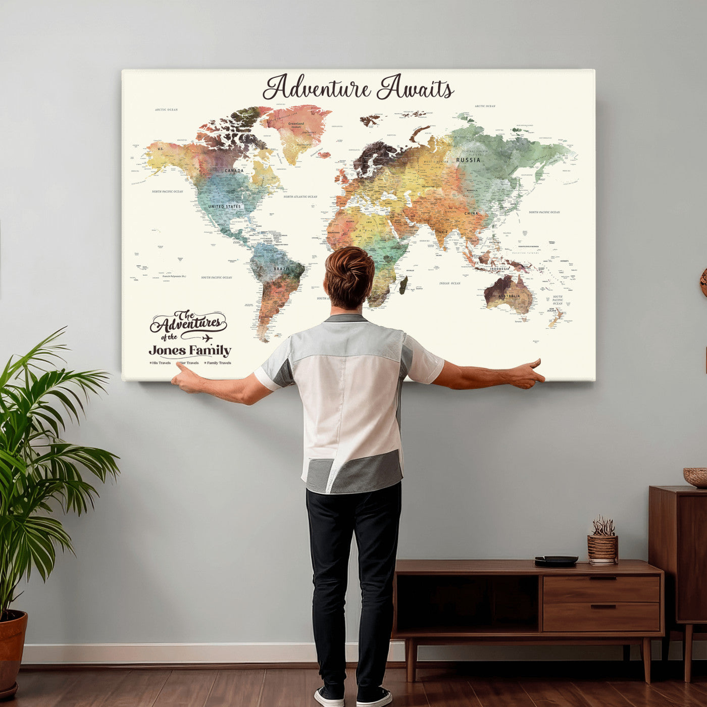 73360781-MGV-CV-36X24 - Custom Push Pin World Map Wall Art Canvas Print – Personalized Travel Tracker - NEWMAP-7