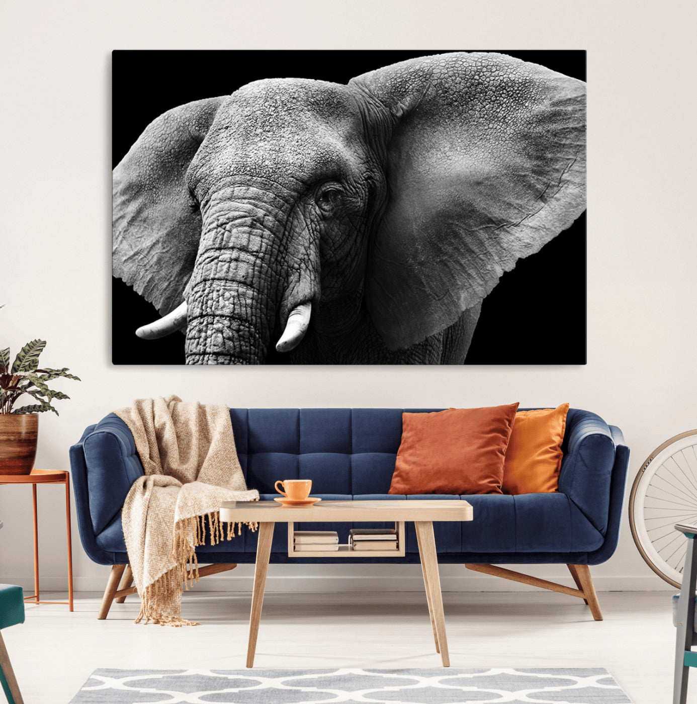 27820-MGV-CV-36X24-Big Elephant Close Up Wall Art Canvas Print