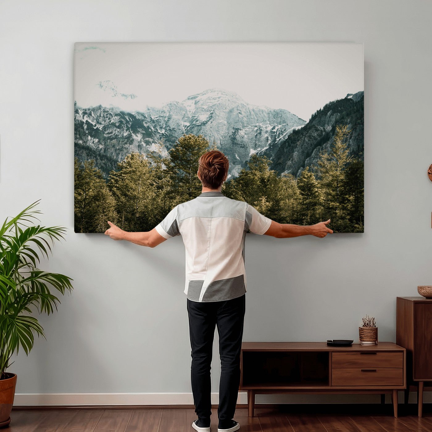 48479662-MGV-CV-36X24 - Mountain Forest Wall Art Canvas Print, Alpine Landscape Nature Photography, Moody Wilderness Wall Decor