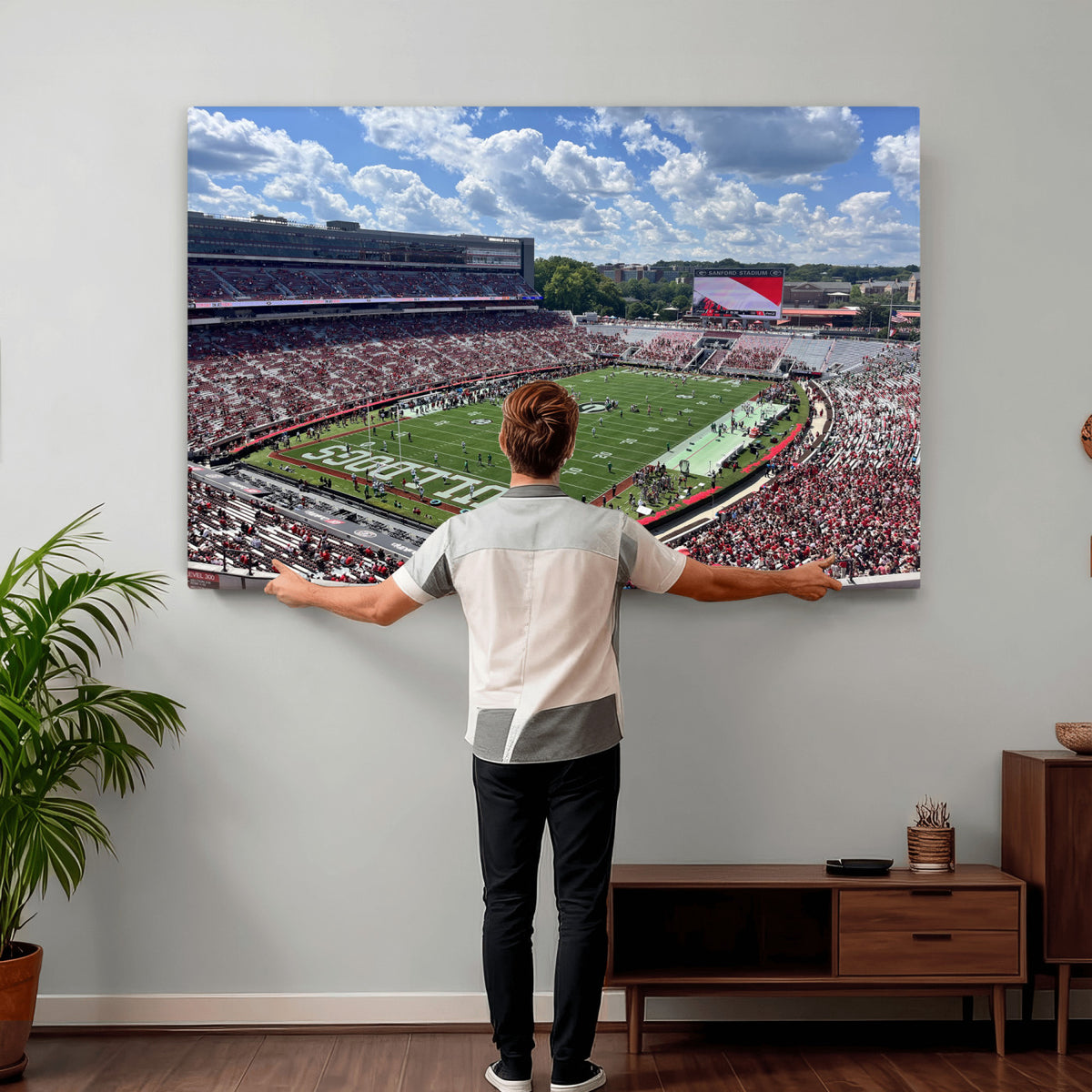 10665453-MGV-CV-36X24 - Georgia Bulldogs Stadium Wall Art Canvas Print, Sanford, Framed and Ready to Hang