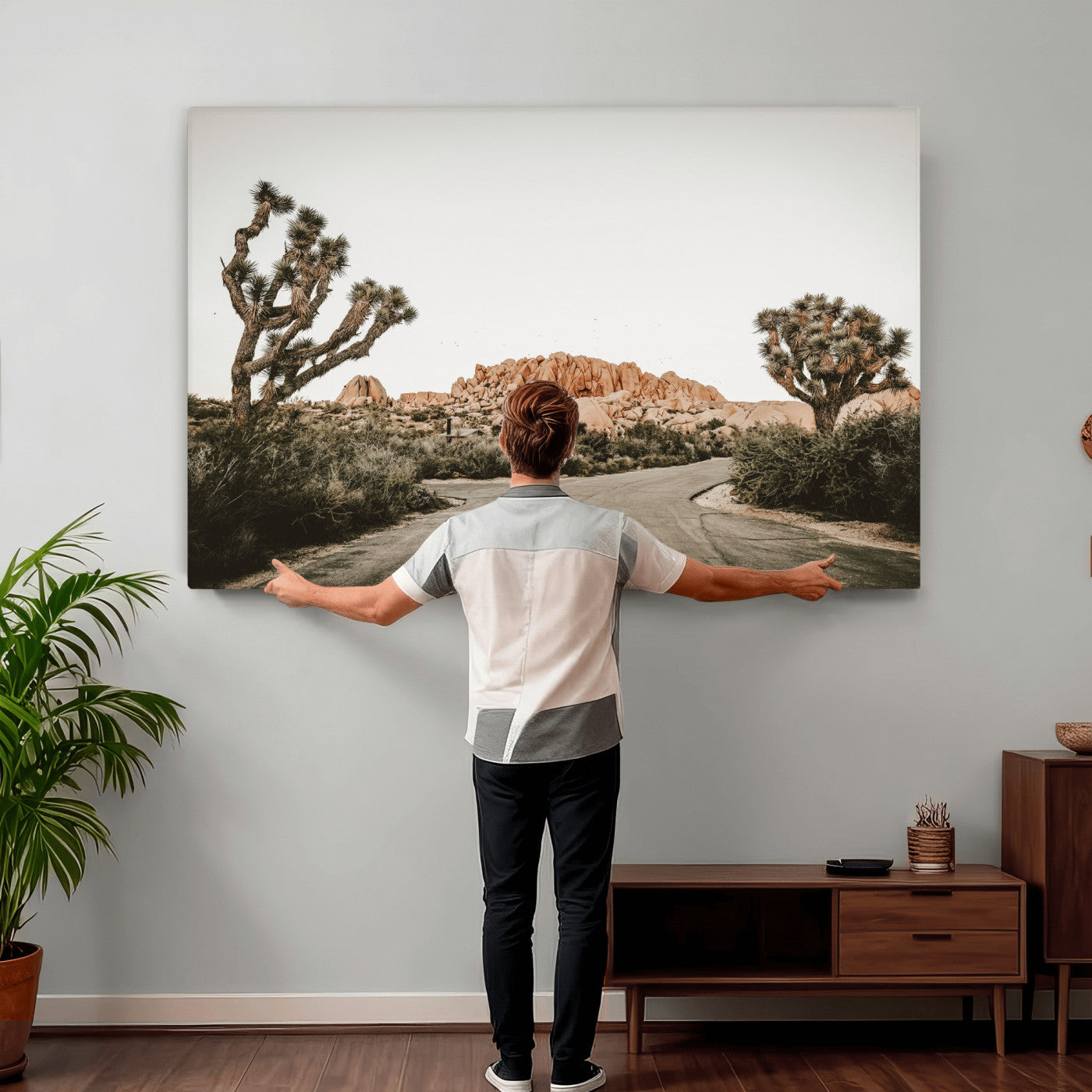 97248544-MGV-CV-36X24 - Joshua Tree Desert Wall Art Canvas Print, Minimal Southwestern Landscape Nature Wall Decor for Modern and Boho Interiors