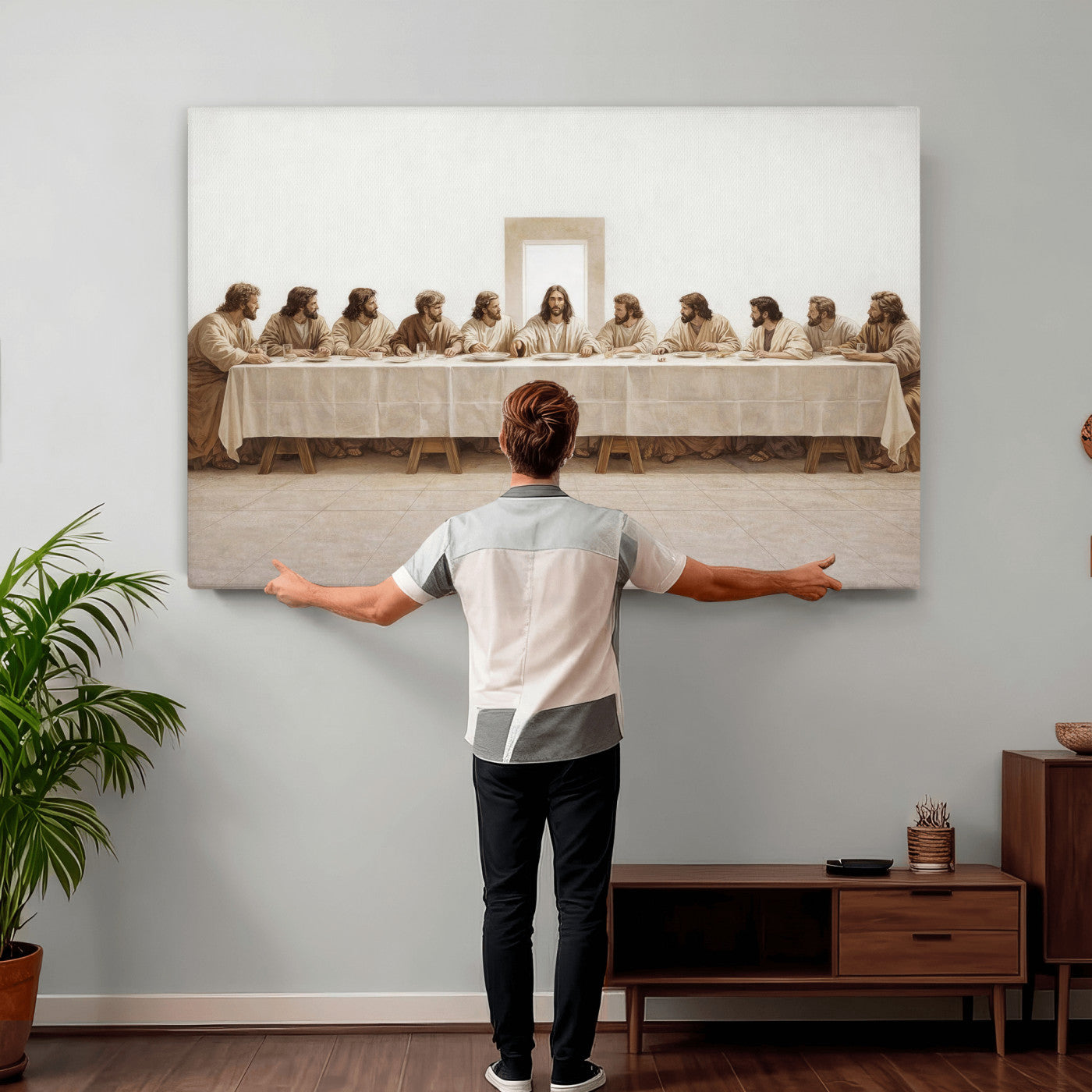 76380069-MGV-CV-36X24 - The Last Supper Wall Art Canvas Print, Jesus Christ Biblical Scene Canvas Print, Christian Religious Artwork for Church Living Room Decor