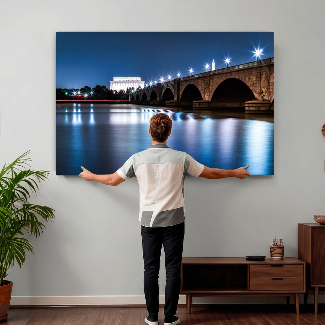 Washington DC Wall Art Canvas Print | Lincoln Memorial Night Skyline Photography