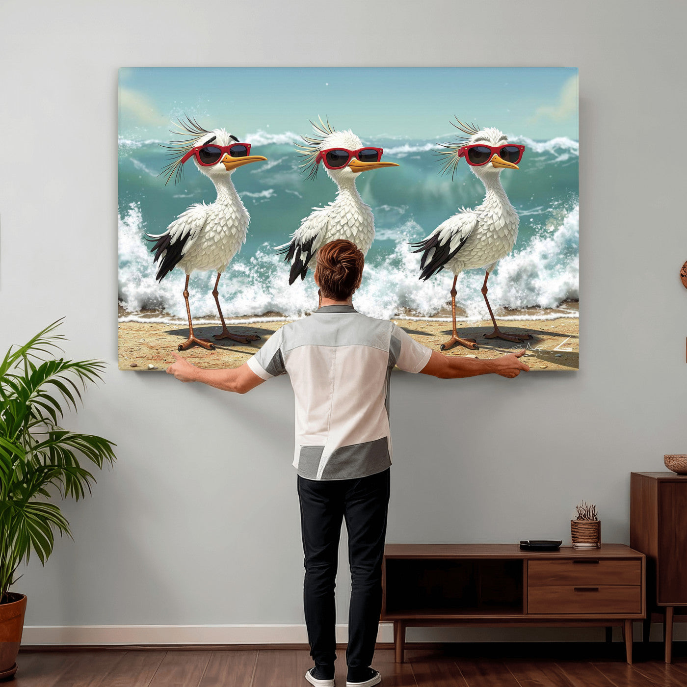 Funny Seagull Wall Art - Coastal Decor for Beach Lovers