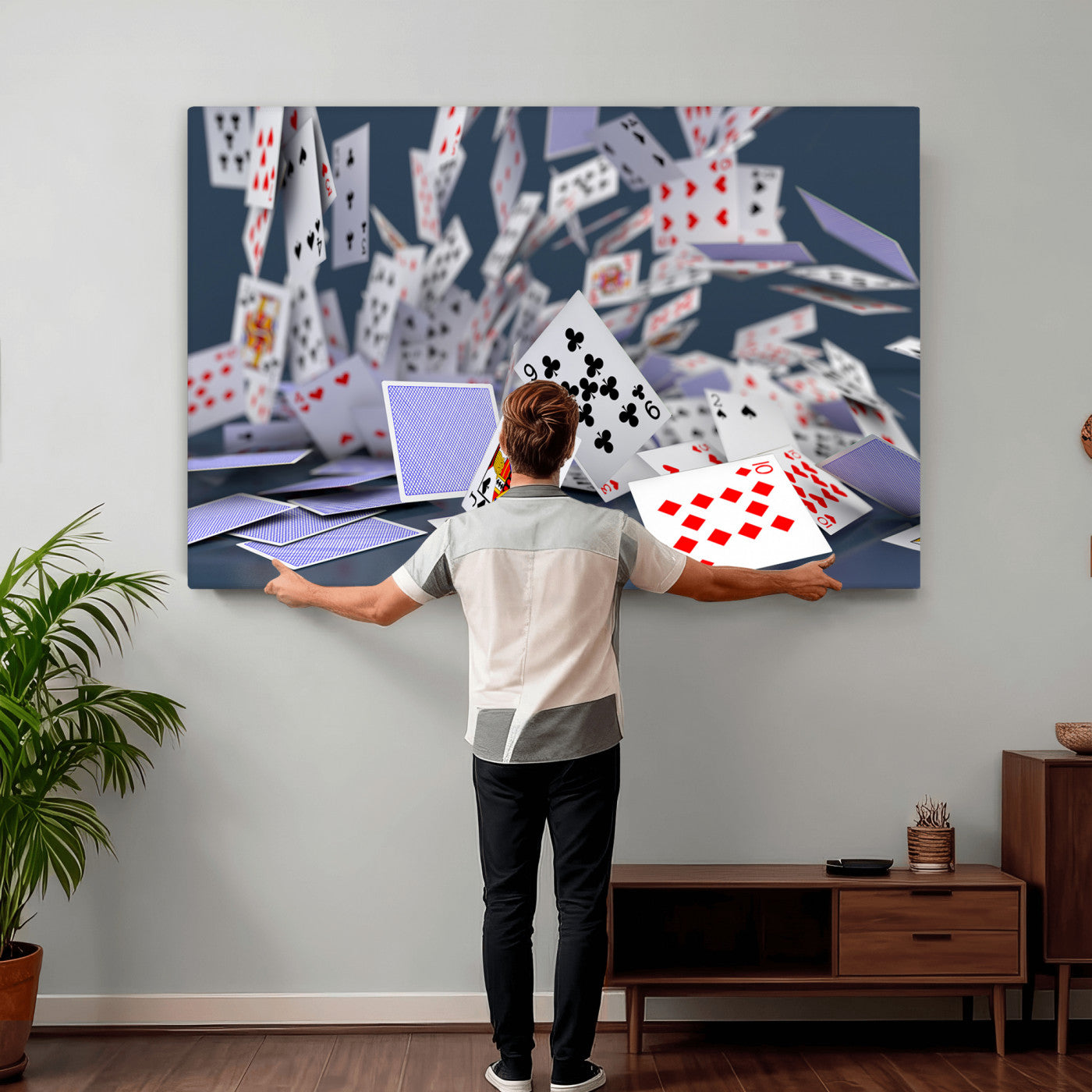 66392185-MGV-CV-36X24 - Playing Cards Canvas Wall Art | Casino Game Room Decor, Poker Decor Art